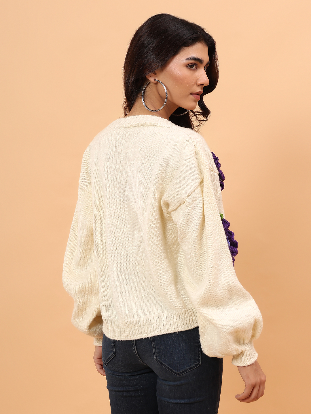 Hanging Appliques Cardigan - Cream