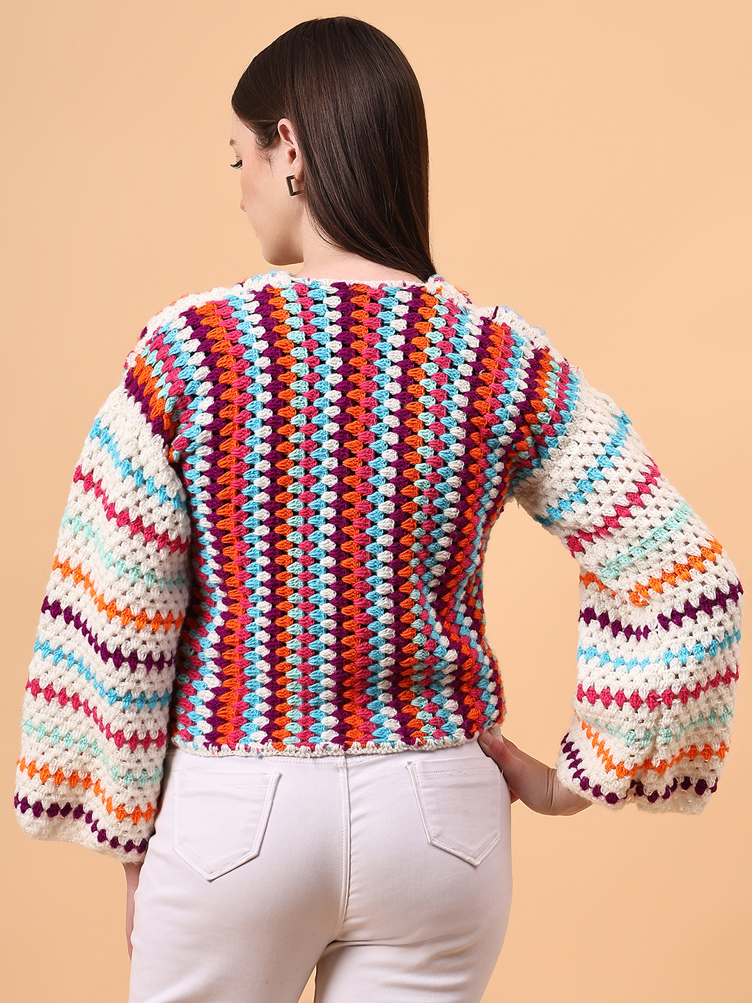 Motif Design Crochet Cardigan - Multi