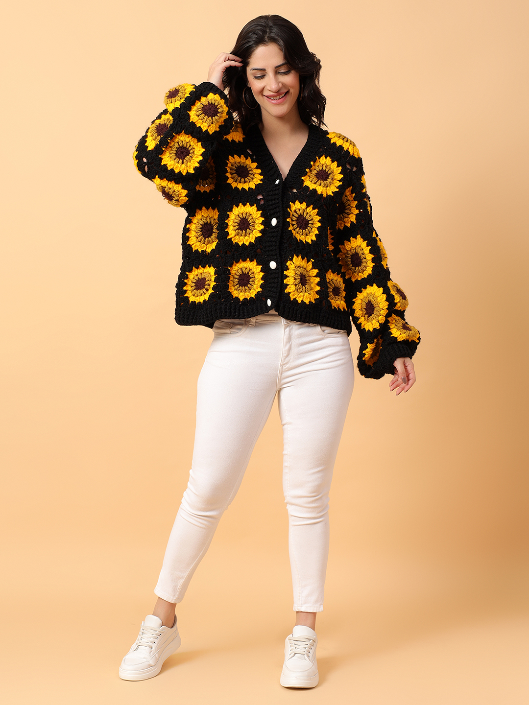 Sunflower Oversized Cardigan for Women - Black