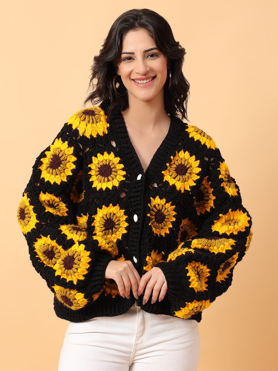 Sunflower Oversized Cardigan for Women - Black