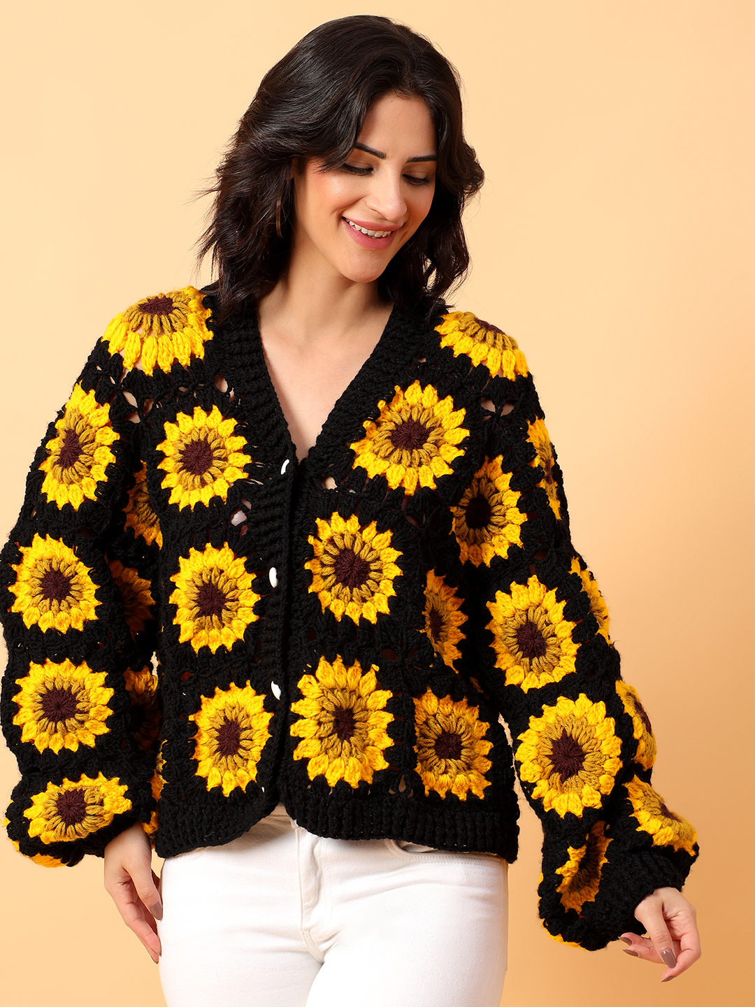 Sunflower Oversized Cardigan for Women - Black