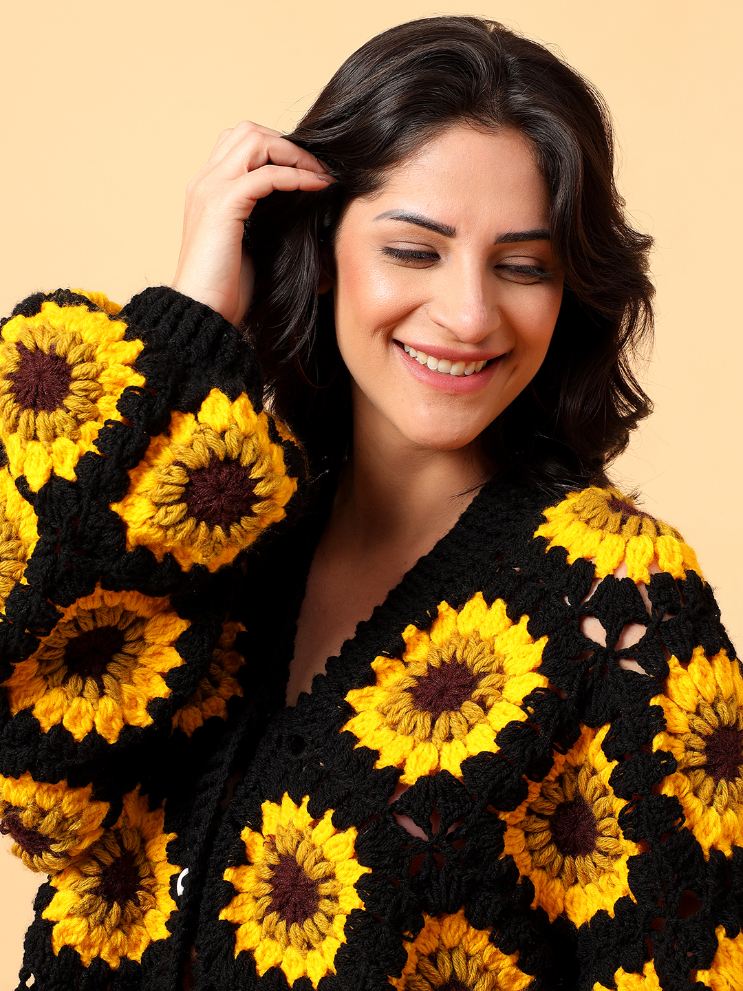 Sunflower Oversized Cardigan for Women - Black