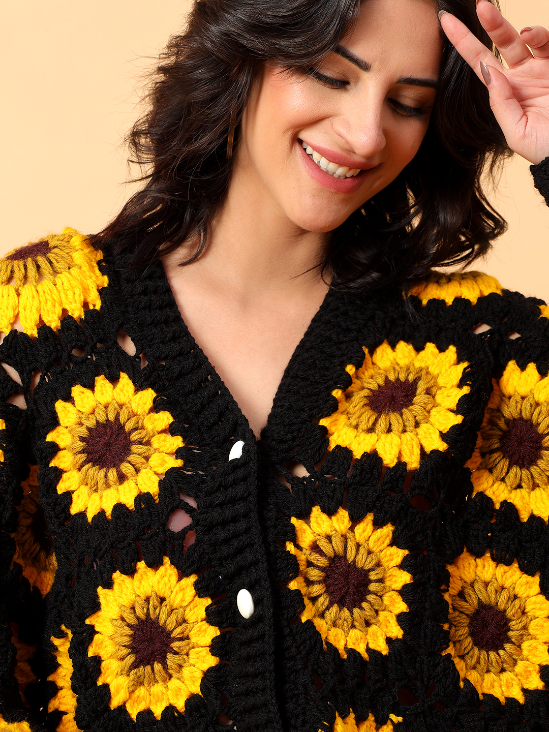 Sunflower Oversized Cardigan for Women - Black