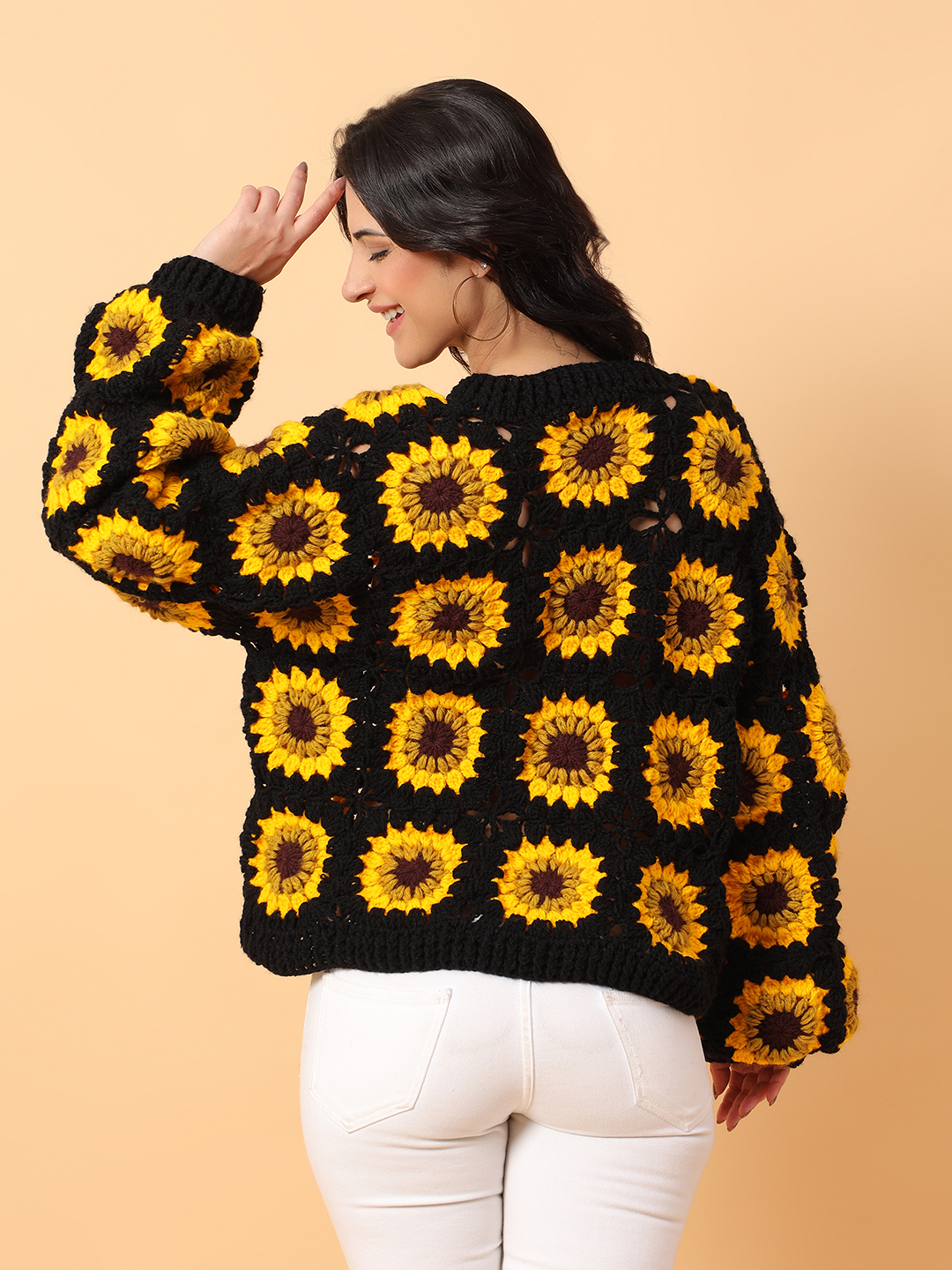 Sunflower Oversized Cardigan for Women - Black