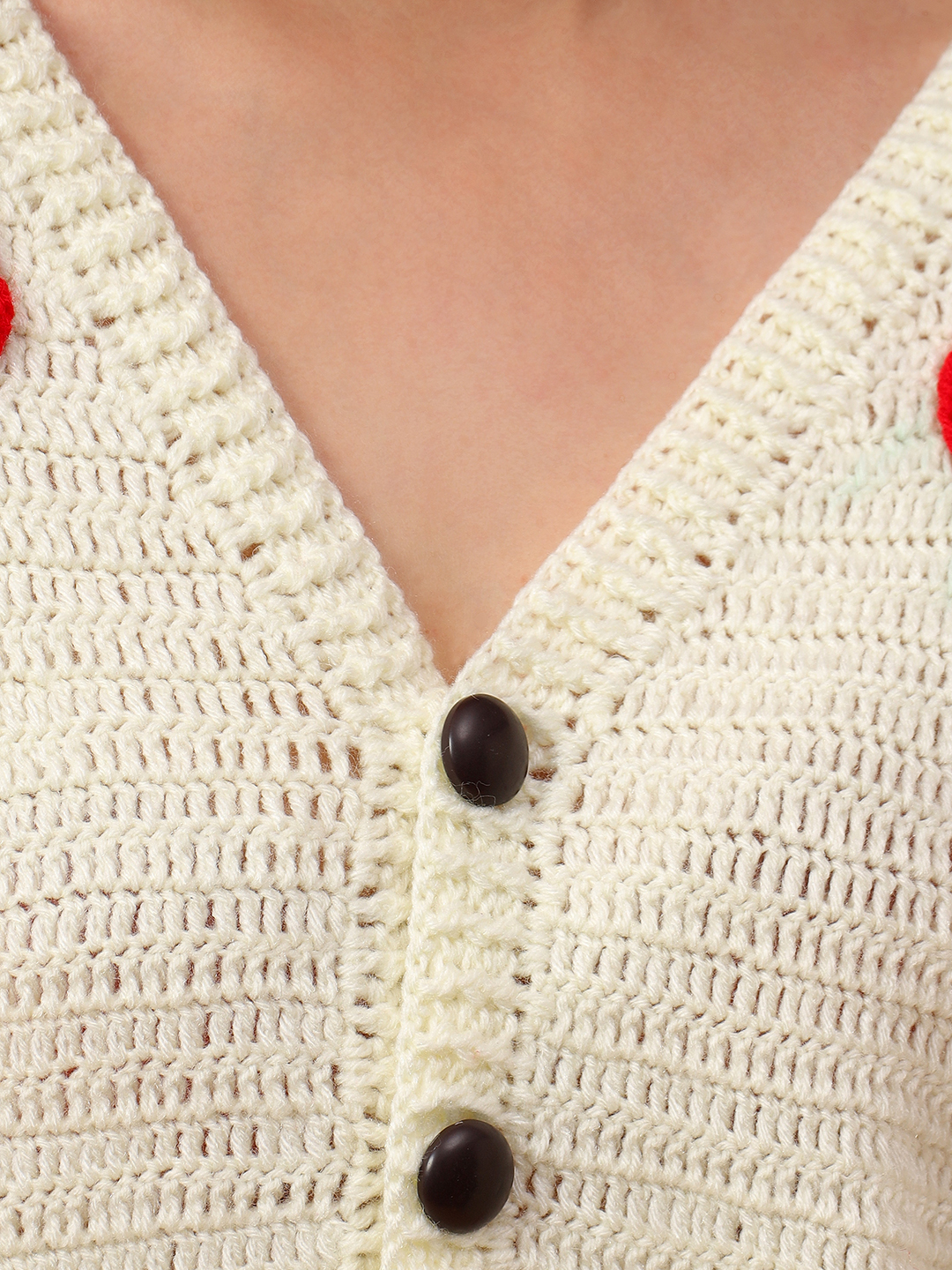 Mushroom Oversized Cardigan for Women - Cream