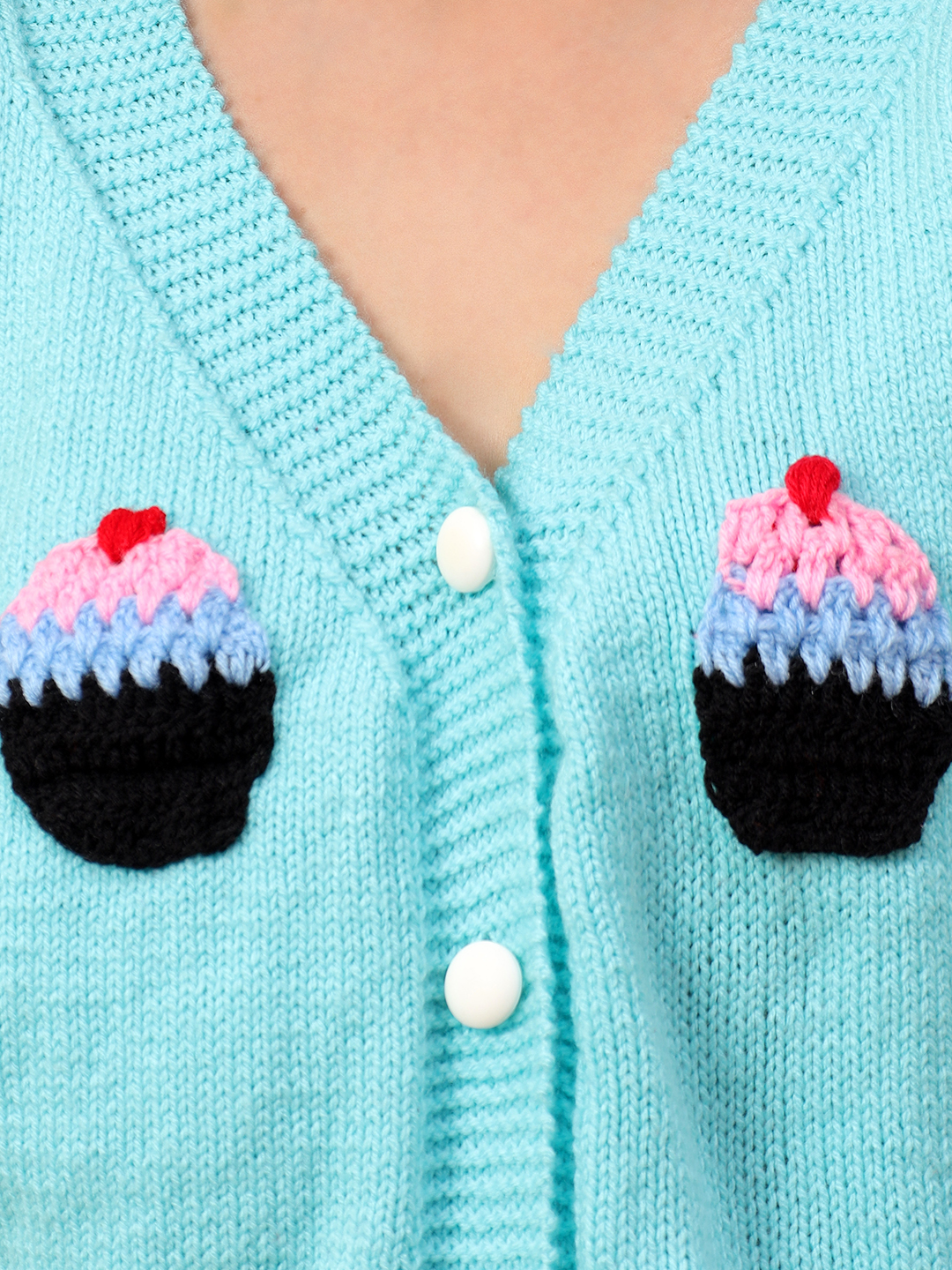 Cupcake Oversized Cardigan for Women - Blue