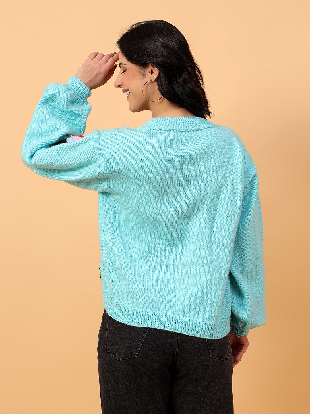 Cupcake Oversized Cardigan for Women - Blue