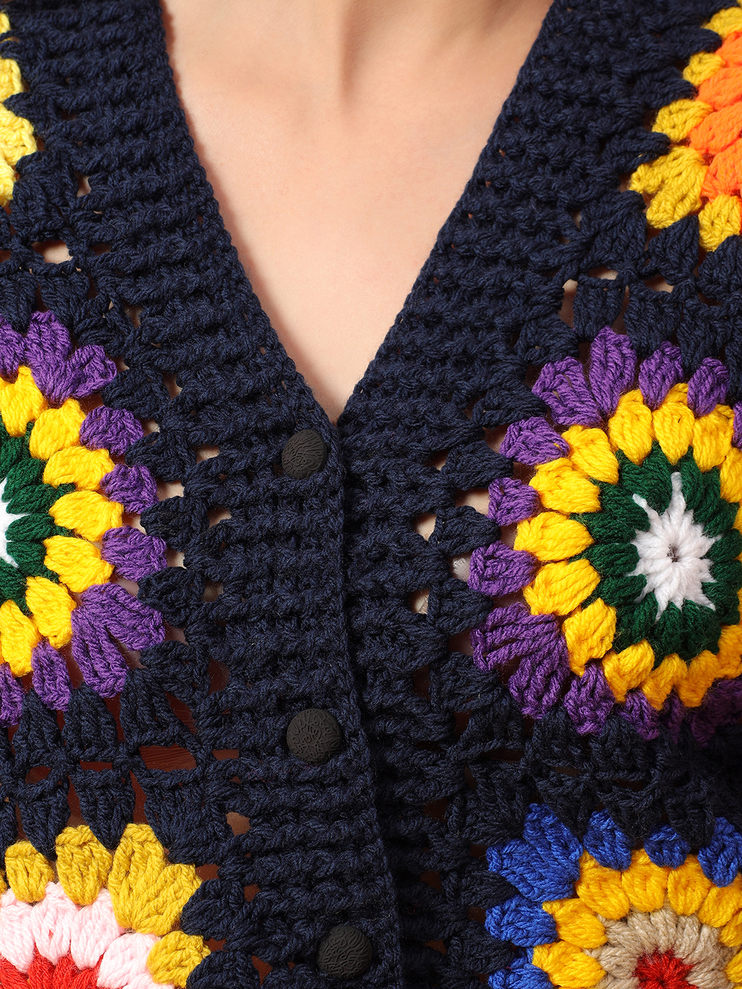 Multicolored Crop Crochet Cardigan
