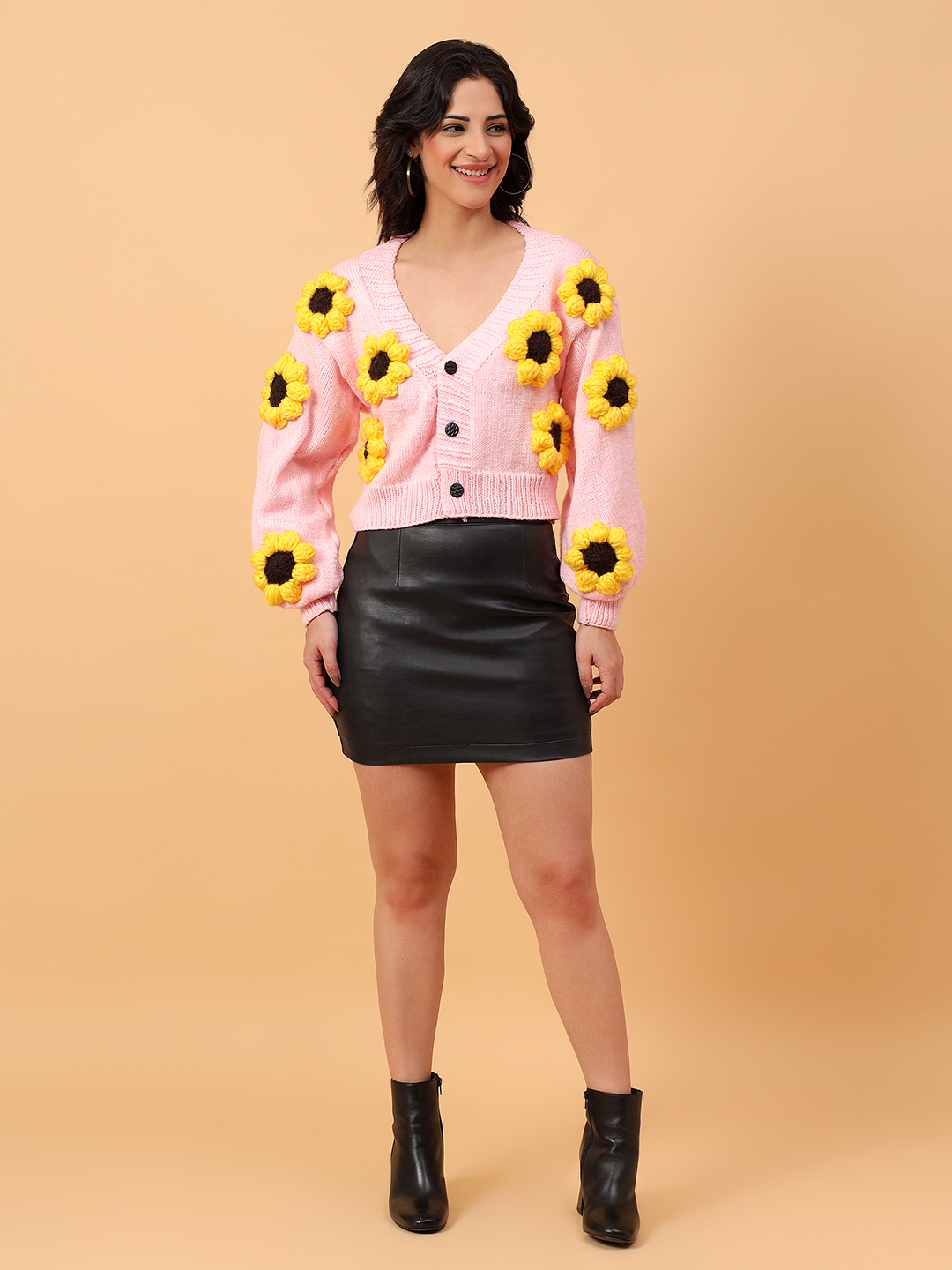 Color Block Sunflower Pink Cardigan