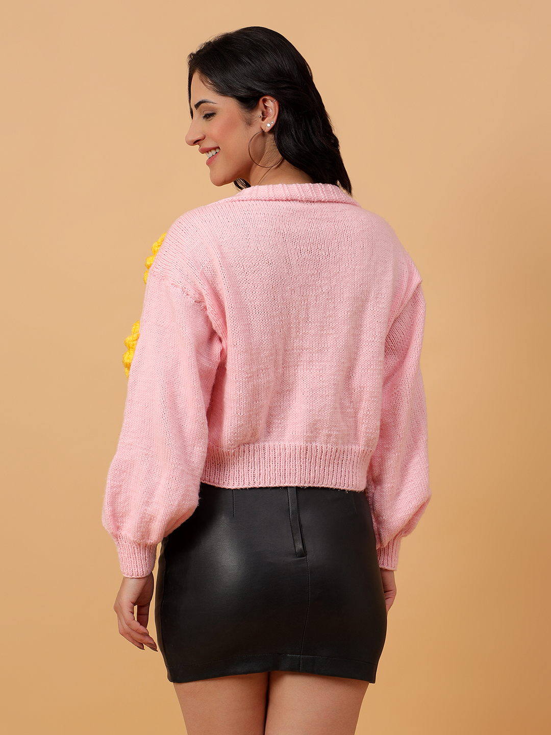 Color Block Sunflower Pink Cardigan