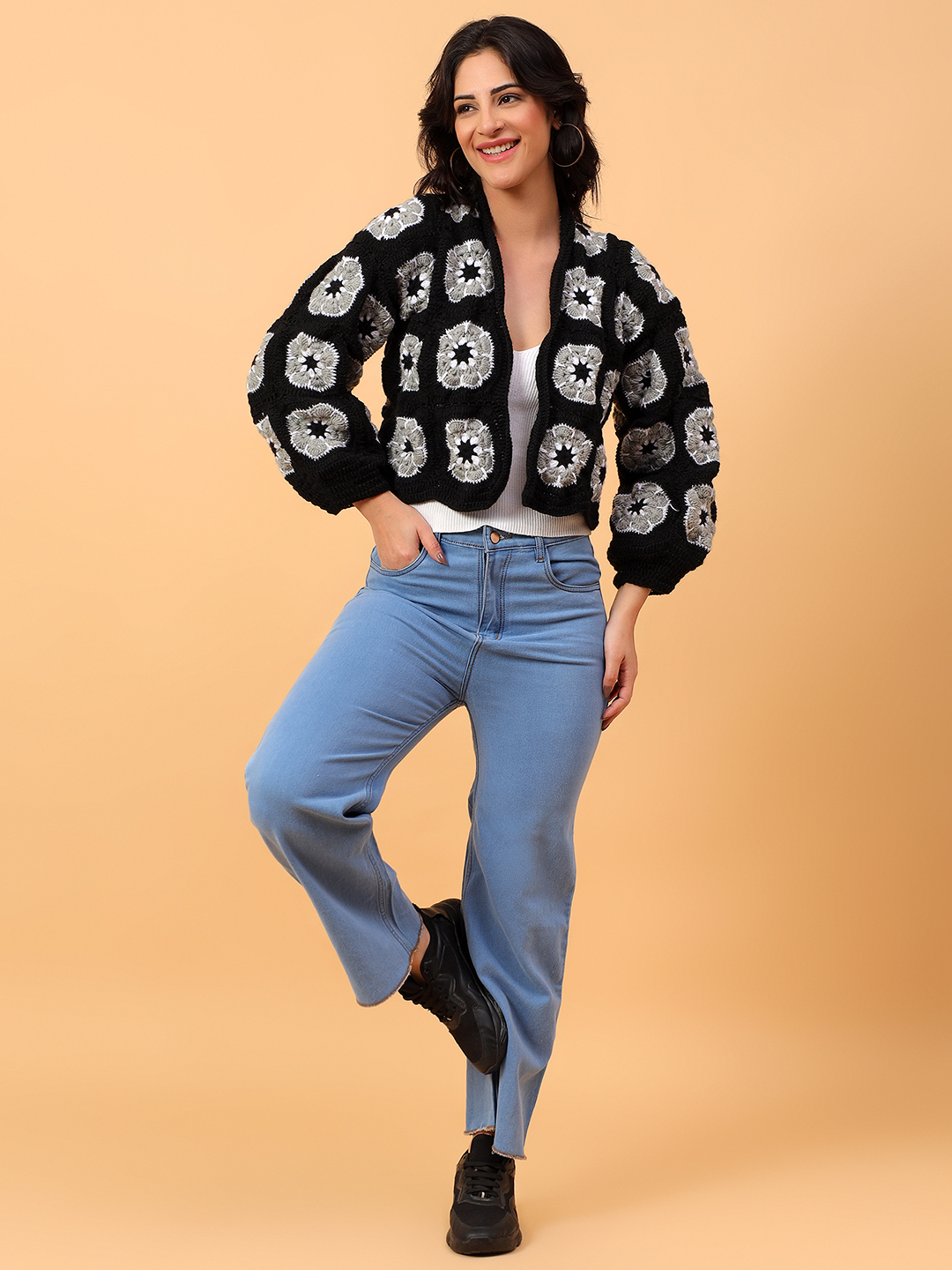 Artisanal Crochet Cardigan - Black