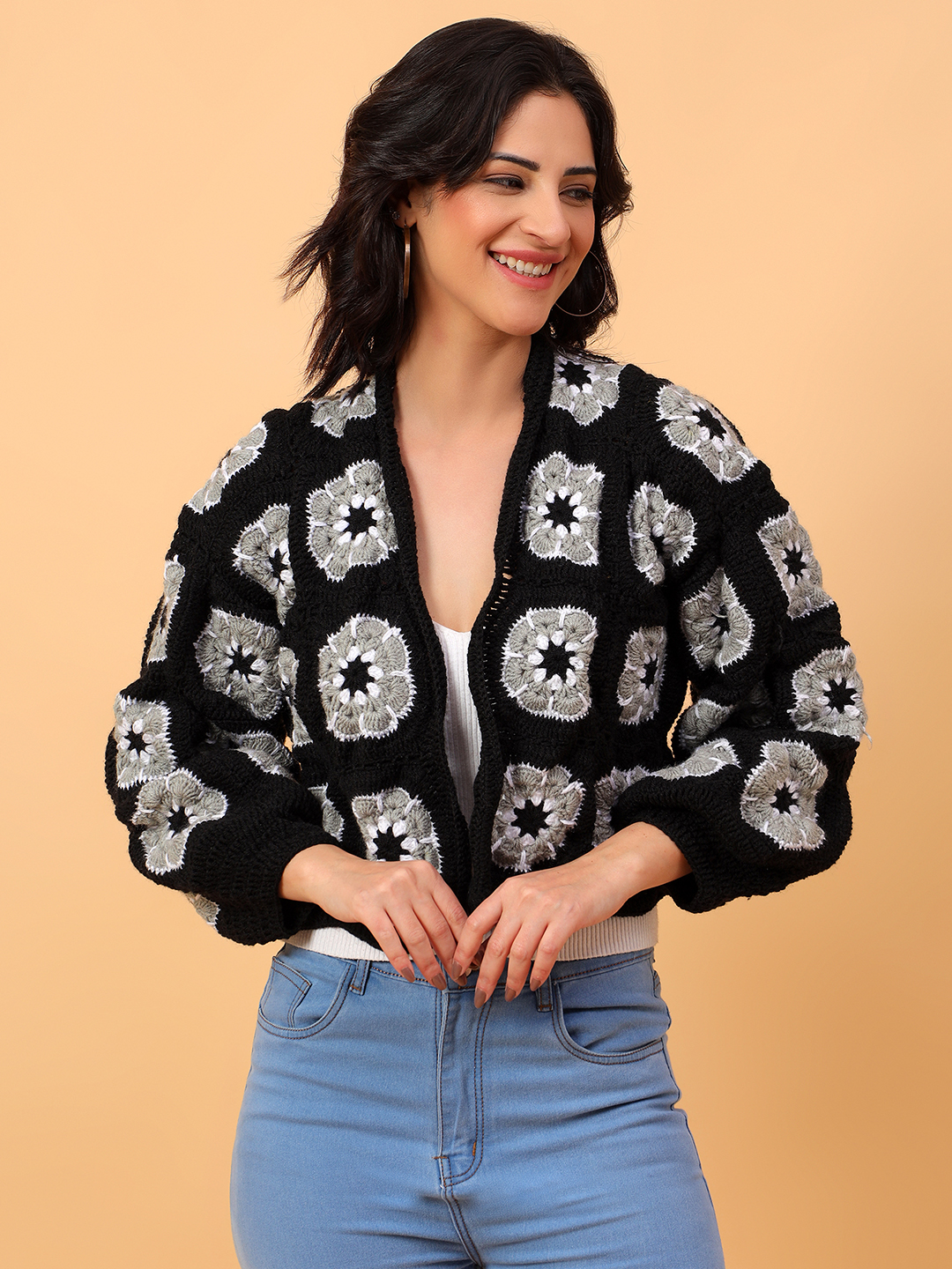 Artisanal Crochet Cardigan - Black