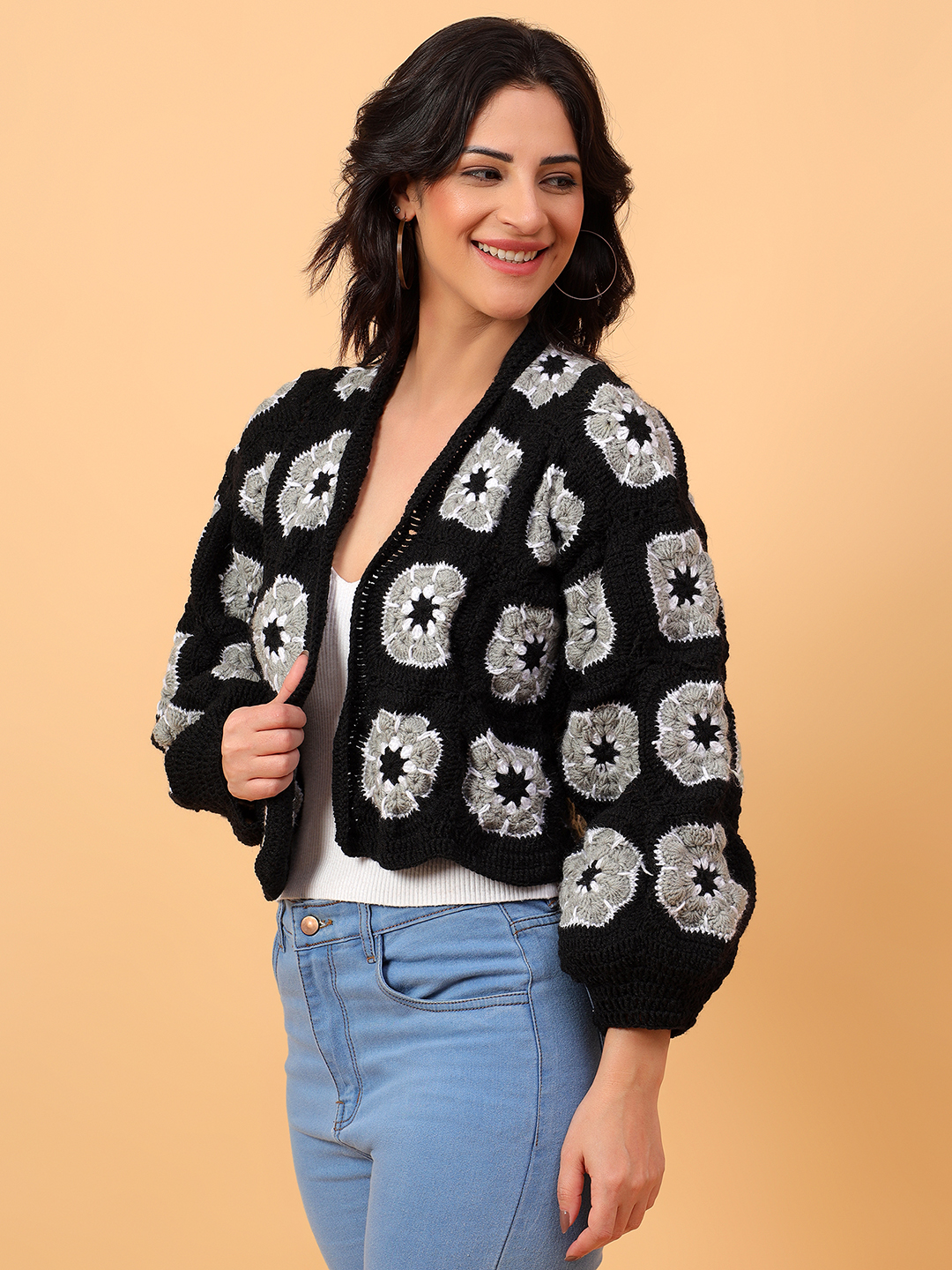 Artisanal Crochet Cardigan - Black