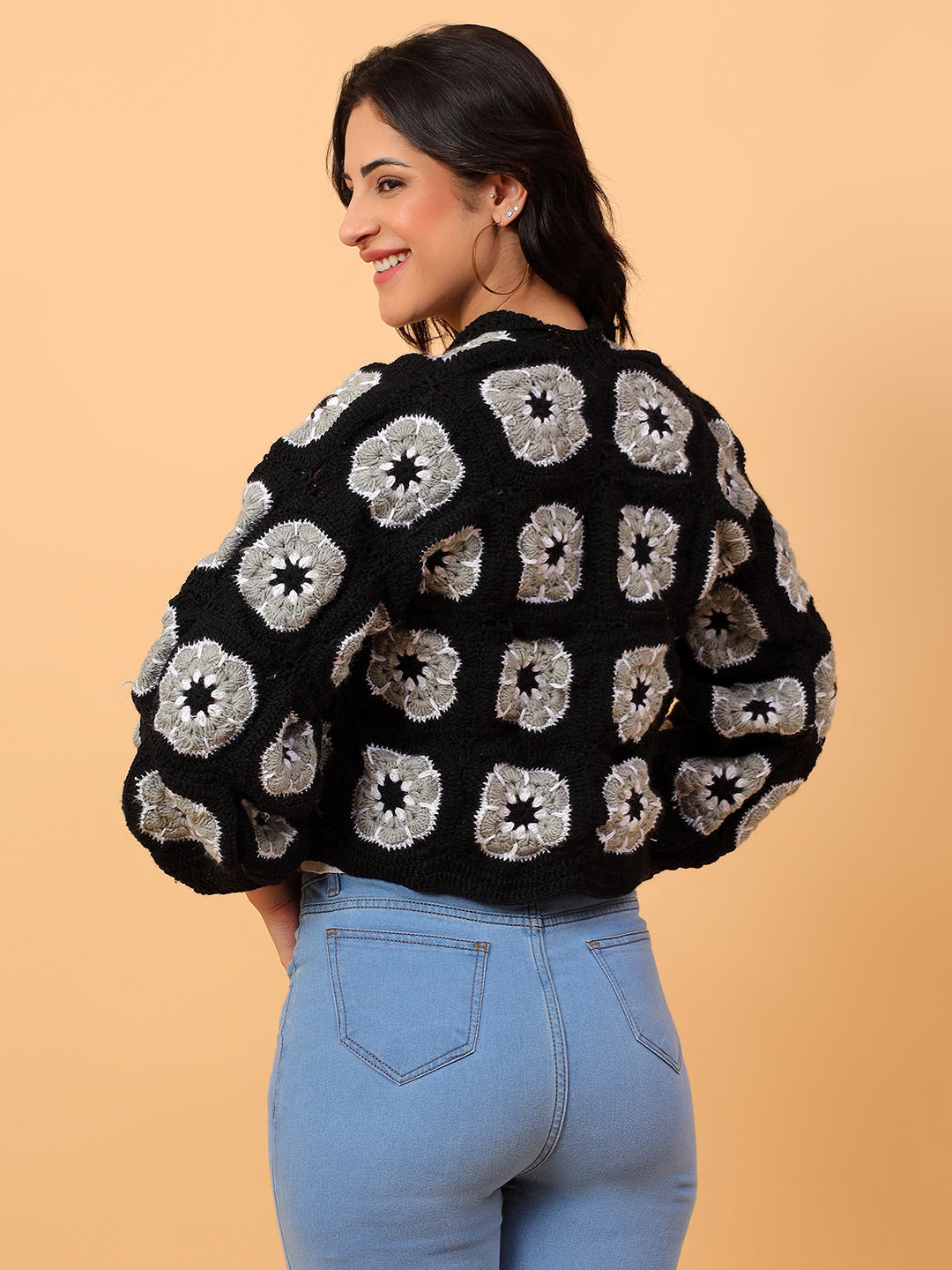 Artisanal Crochet Cardigan - Black