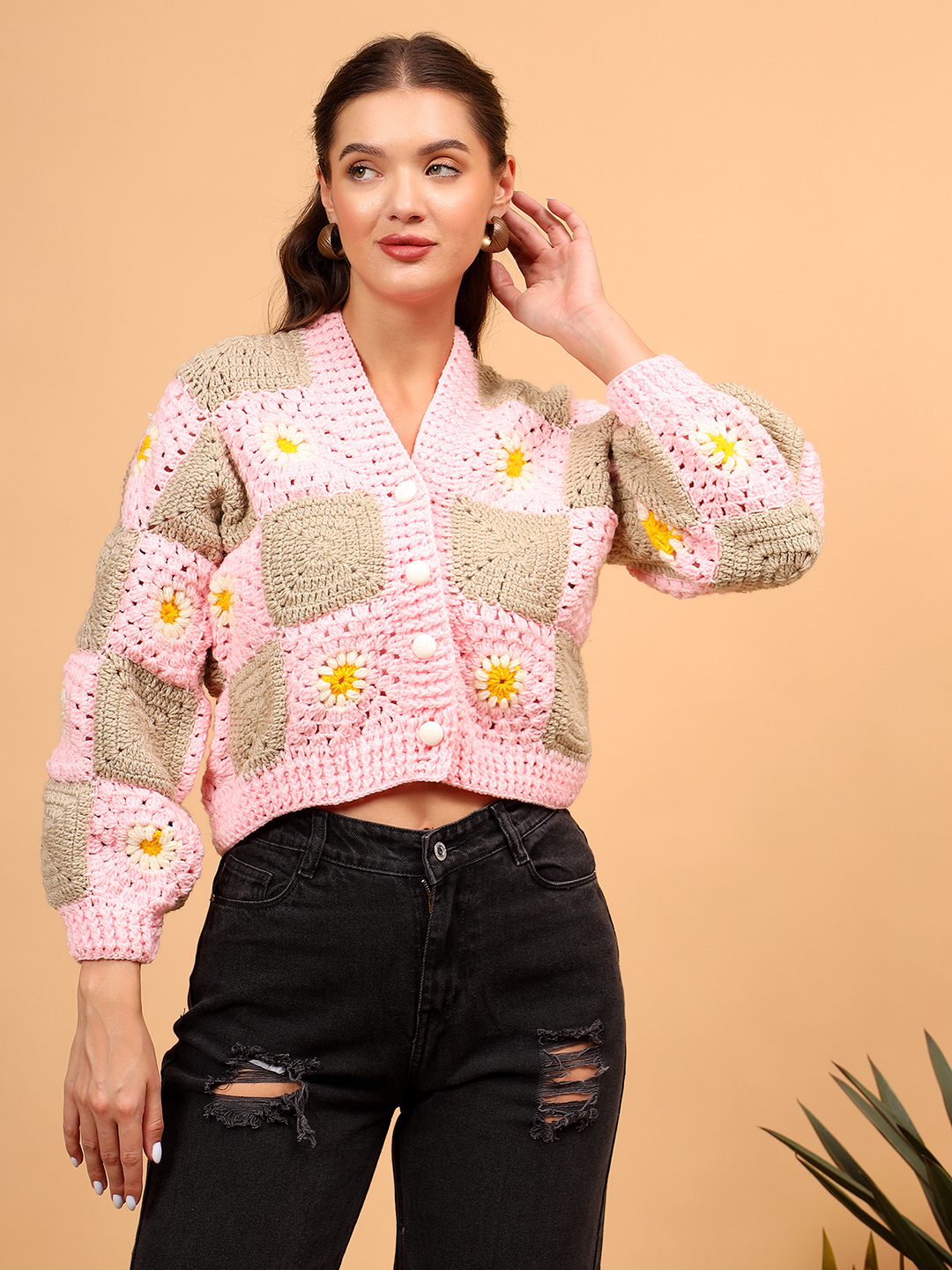 Daisy Oversized Cardigan - Pink