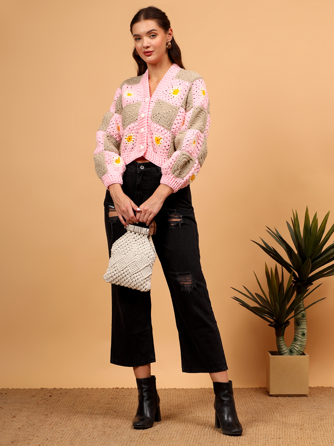 Daisy Oversized Cardigan - Pink