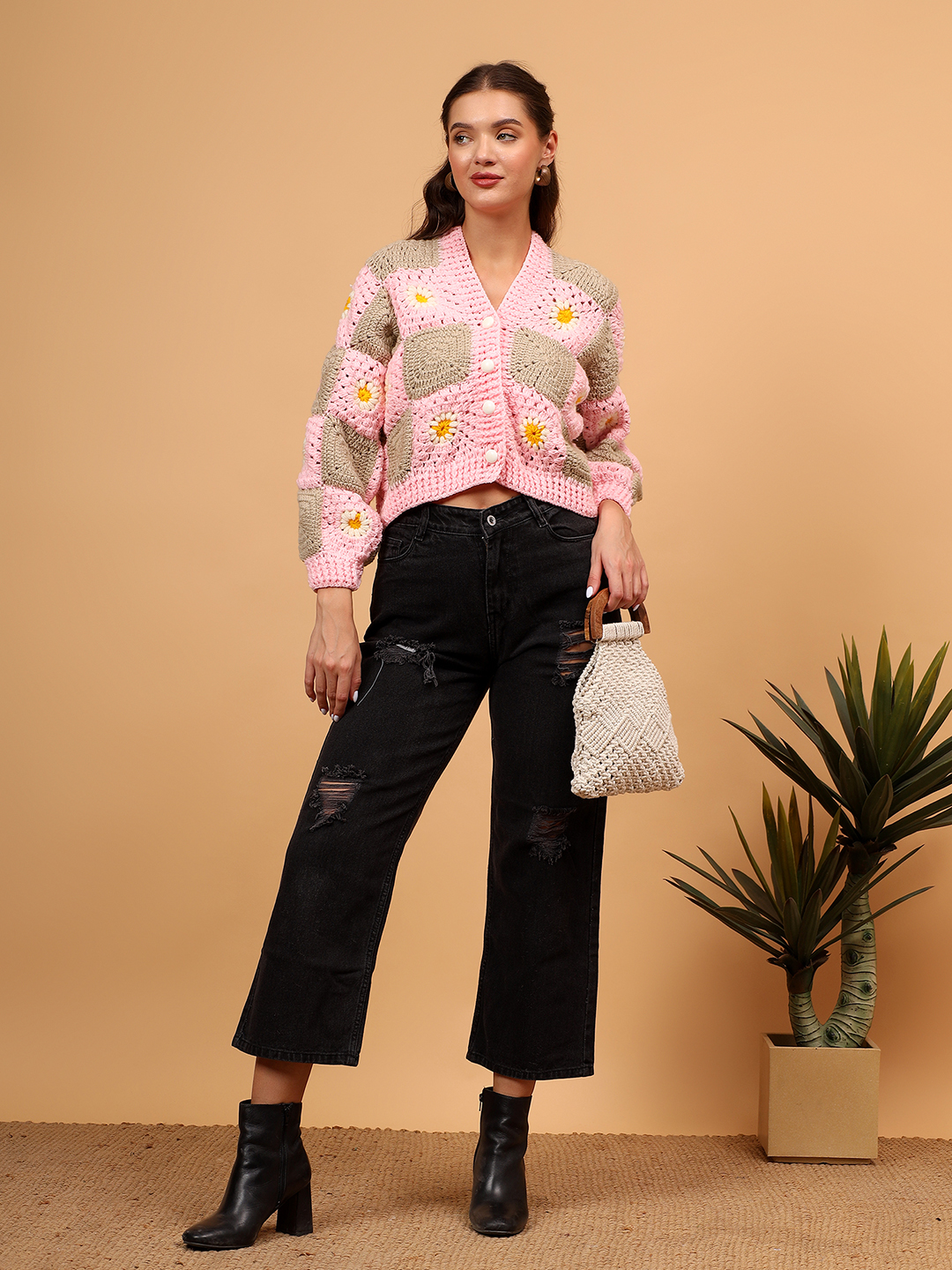Daisy Oversized Cardigan - Pink