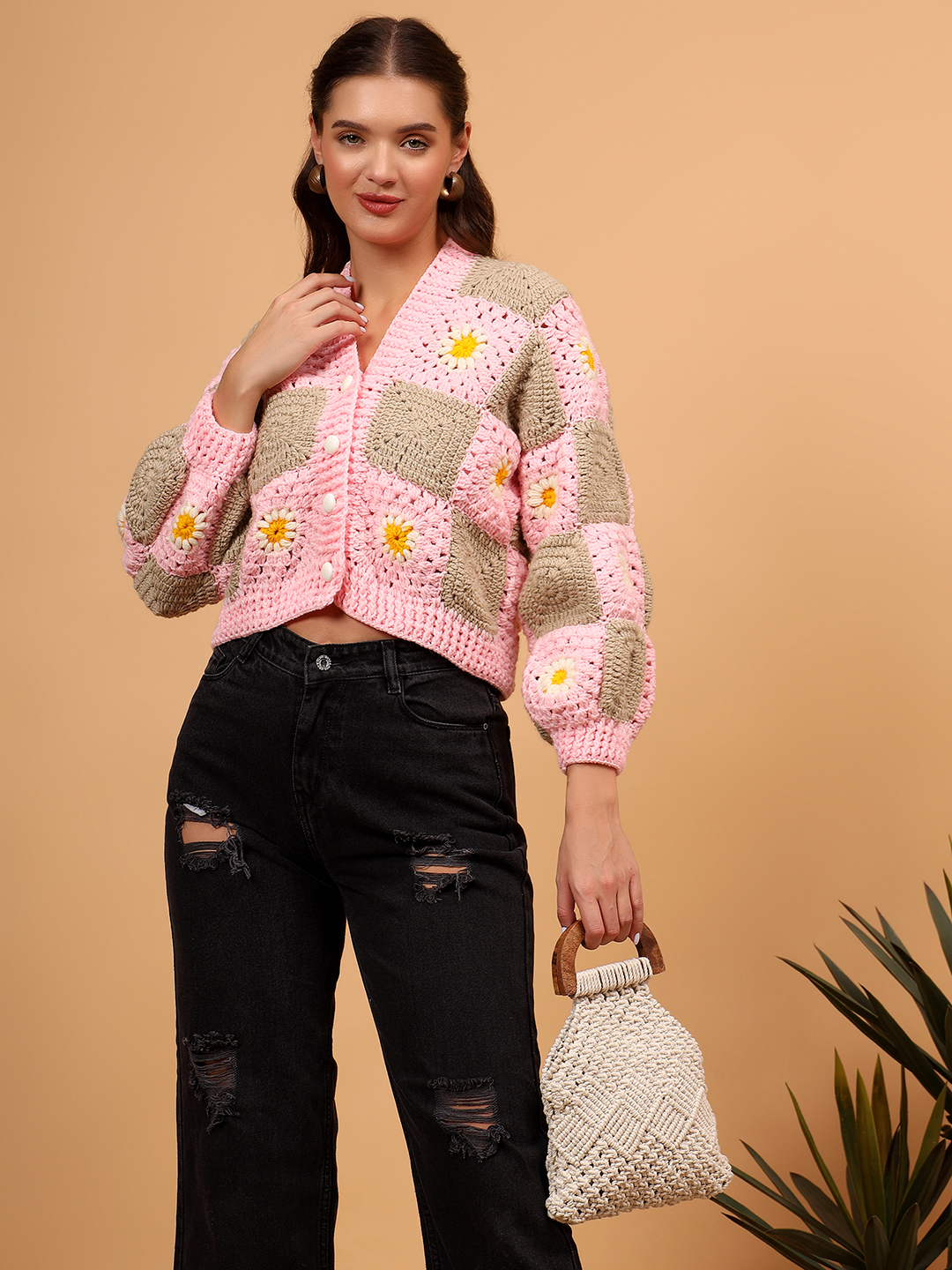 Daisy Oversized Cardigan - Pink
