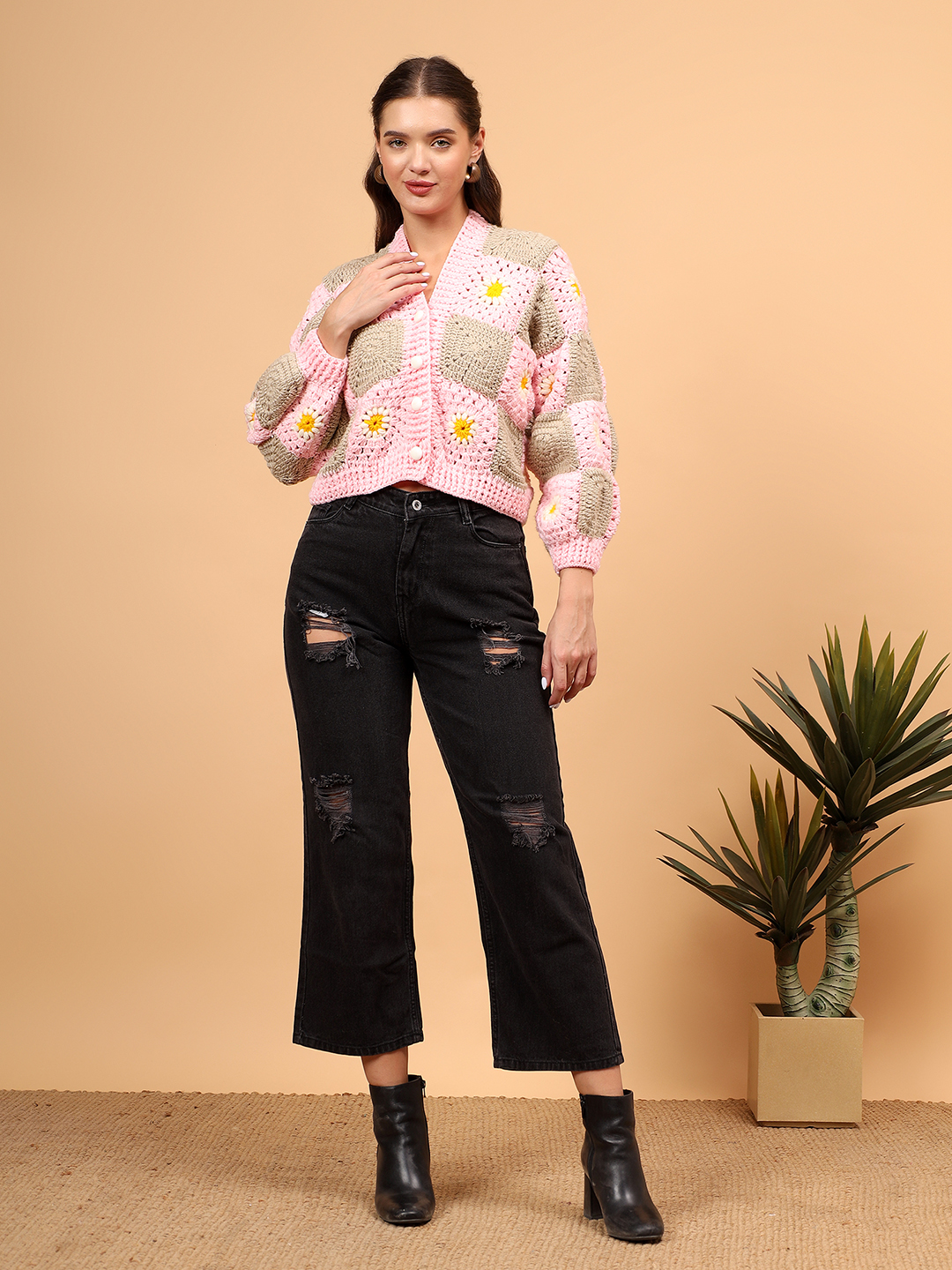 Daisy Oversized Cardigan - Pink