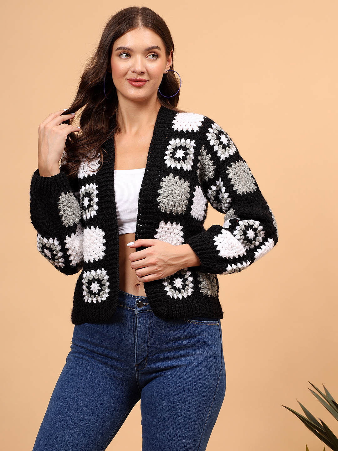 Velvery Handmade Front Openable Cardigan