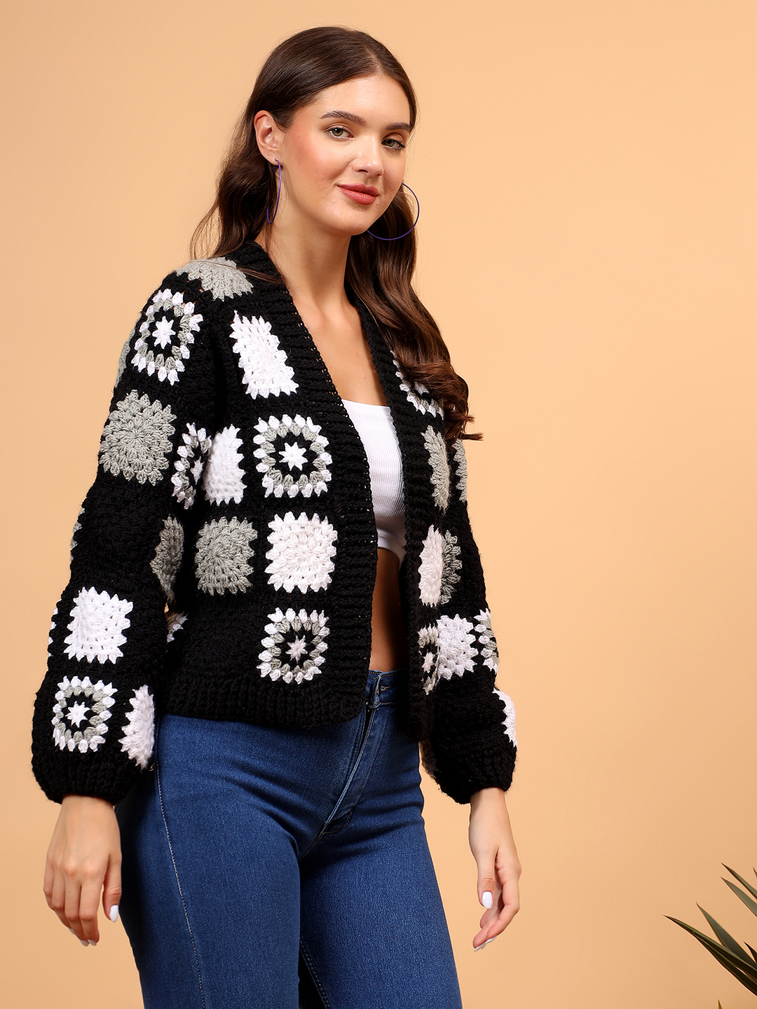 Velvery Handmade Front Openable Cardigan