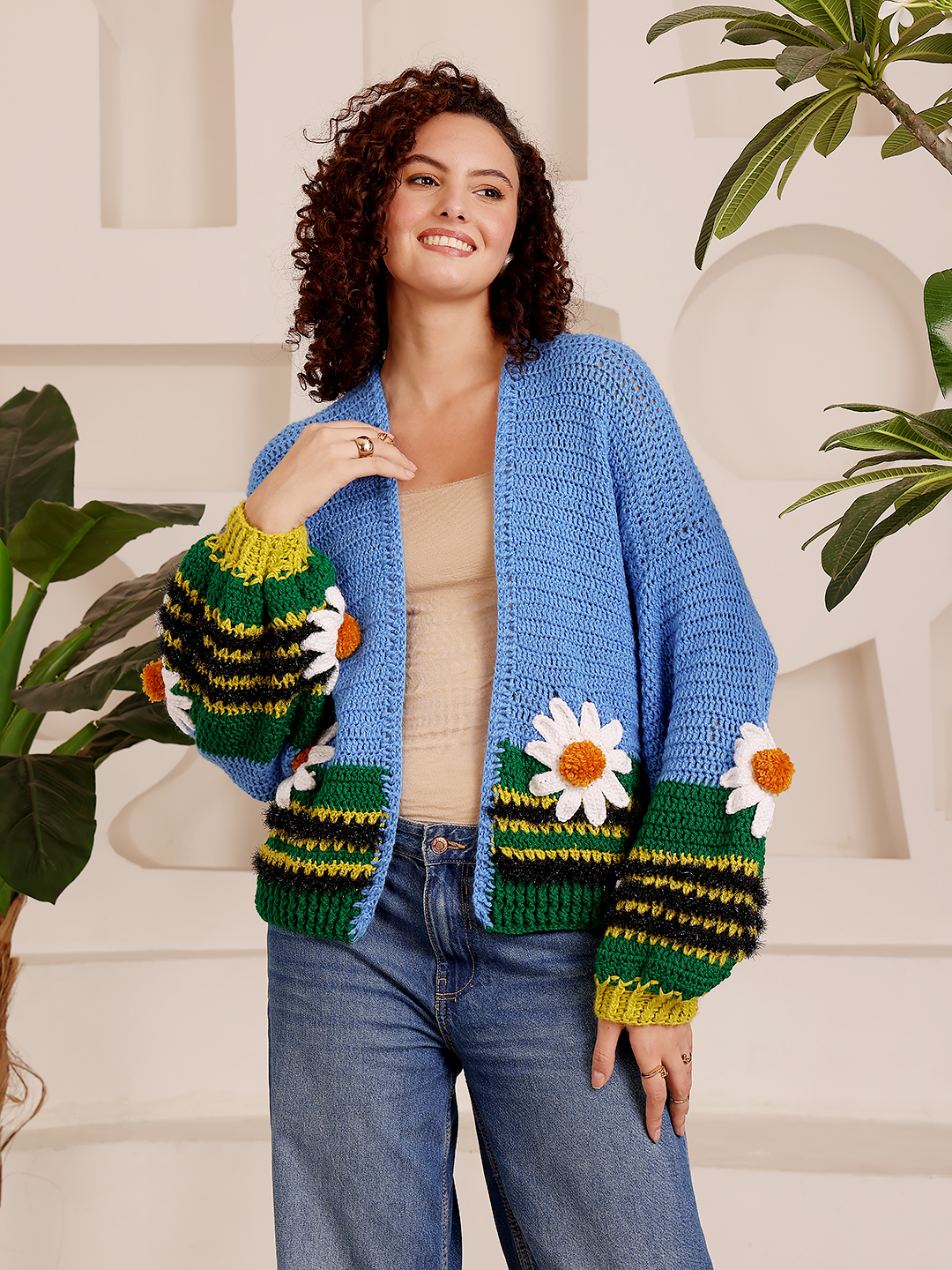 Crochet Daisy Cardigan - Sky Blue