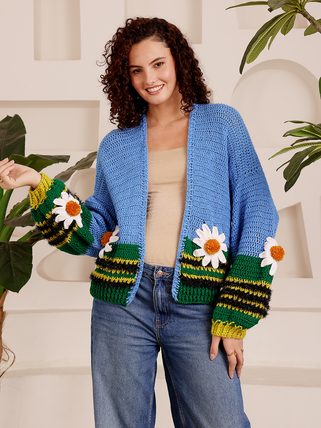 Crochet Daisy Cardigan - Sky Blue