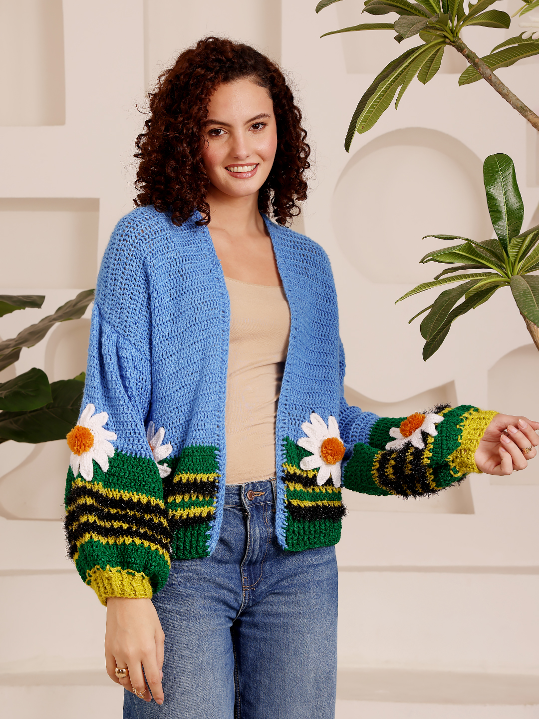 Crochet Daisy Cardigan - Sky Blue