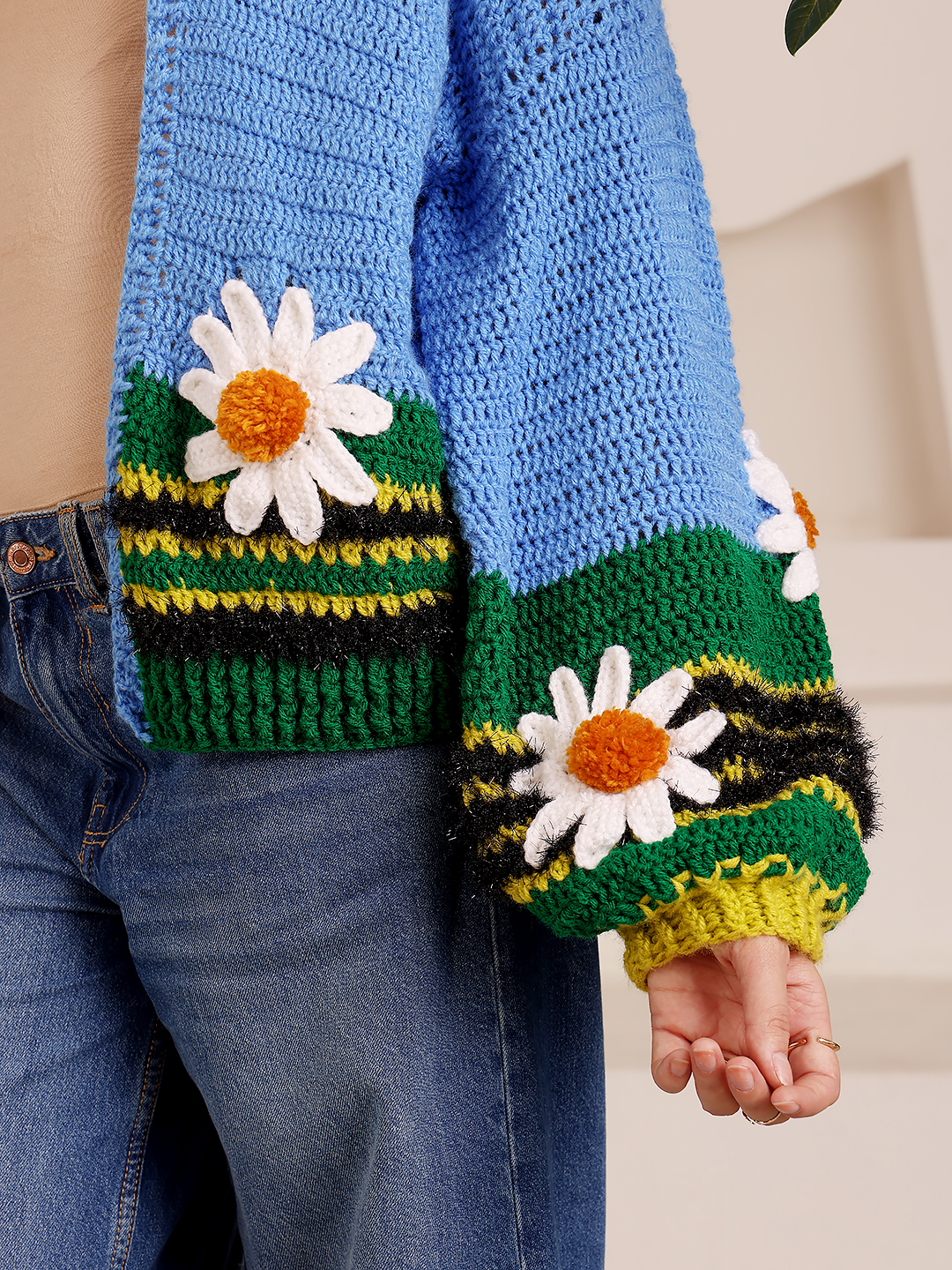Crochet Daisy Cardigan - Sky Blue