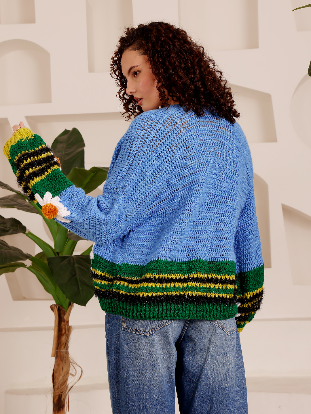 Crochet Daisy Cardigan - Sky Blue