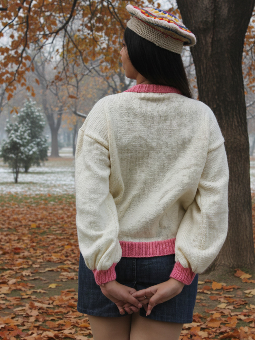 Relaxed Fit 3D Heart & Bear Applique Cardigan