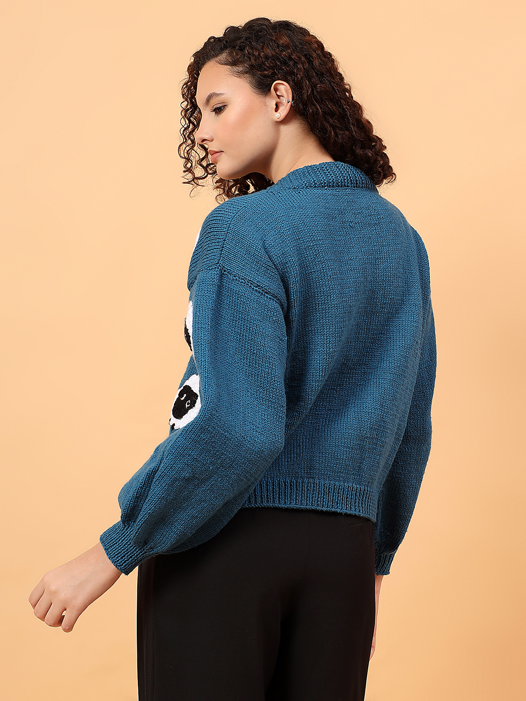 Velvery Knitted Sheep Cardigan - Blue