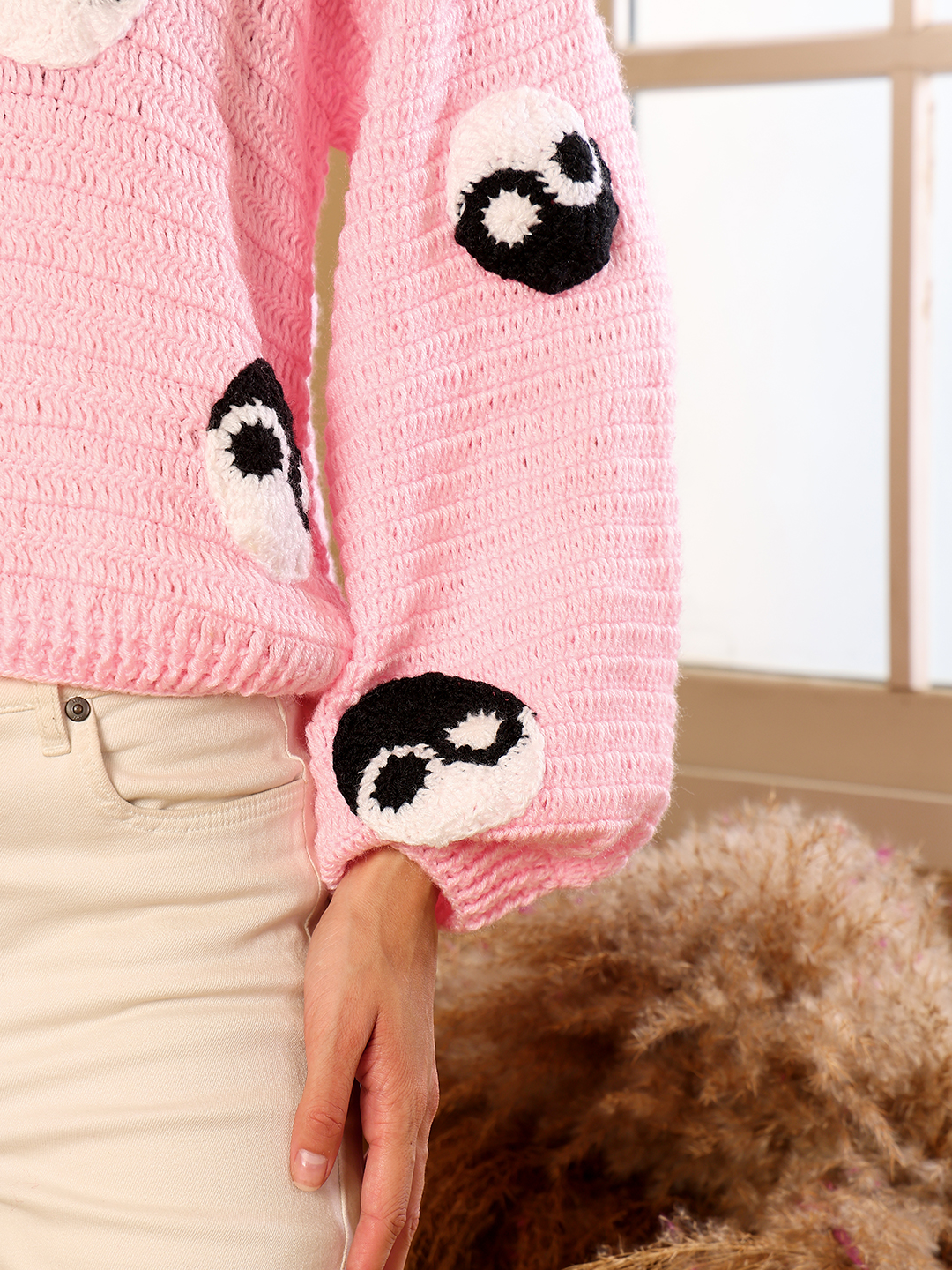Yin Yang Oversized Cardigan - Pink