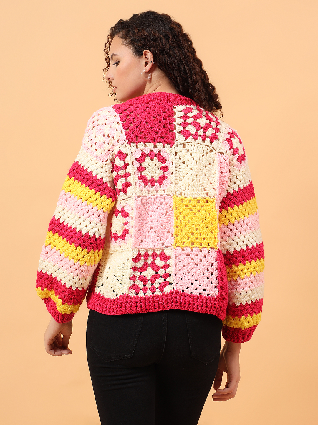 Velvery Crochet Hexagon Cardigan - Multi