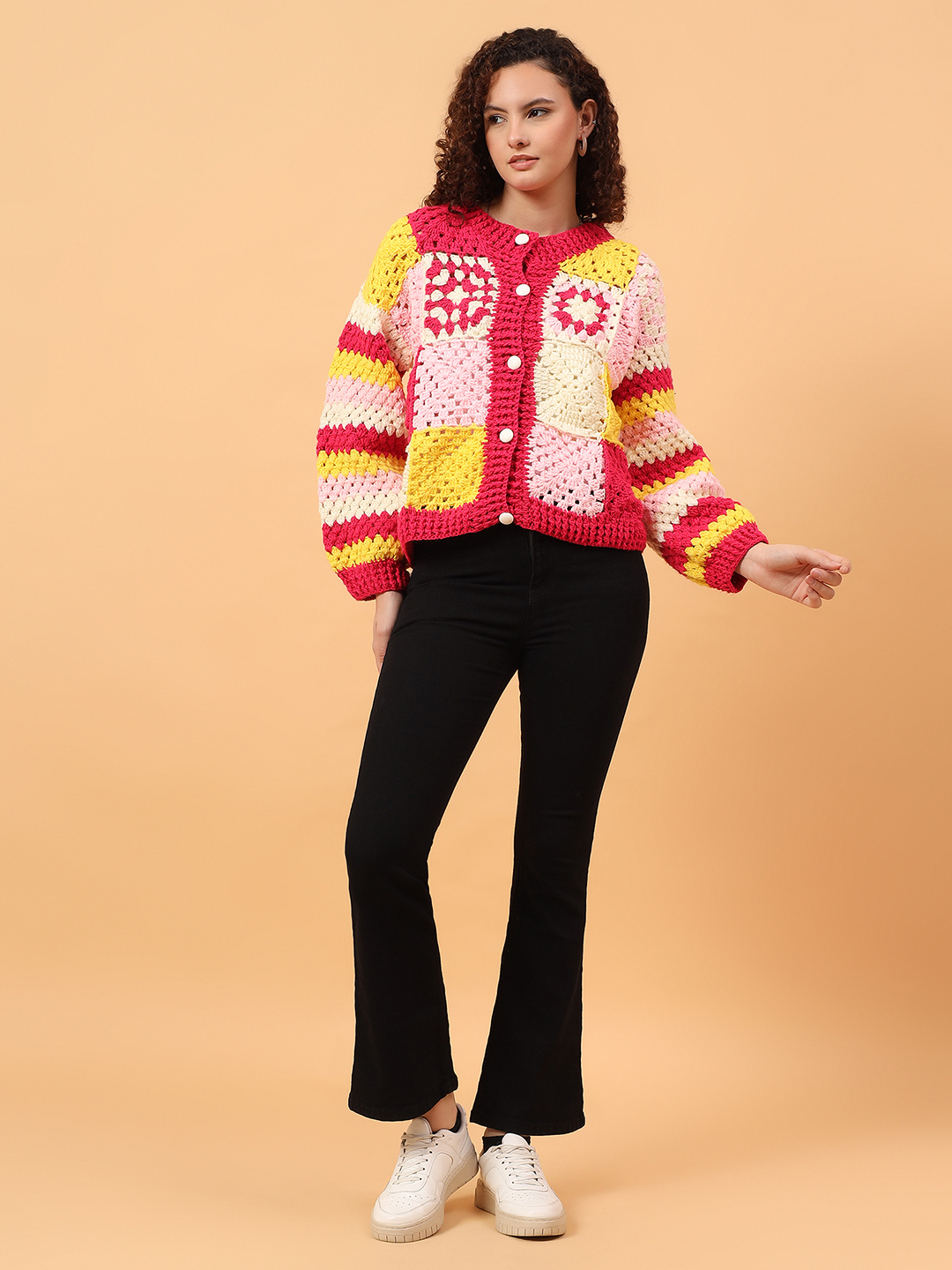 Velvery Crochet Hexagon Cardigan - Multi