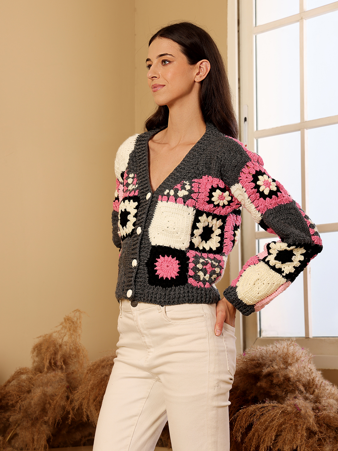 Crochet Multi Granny Square Cardigan - Multi