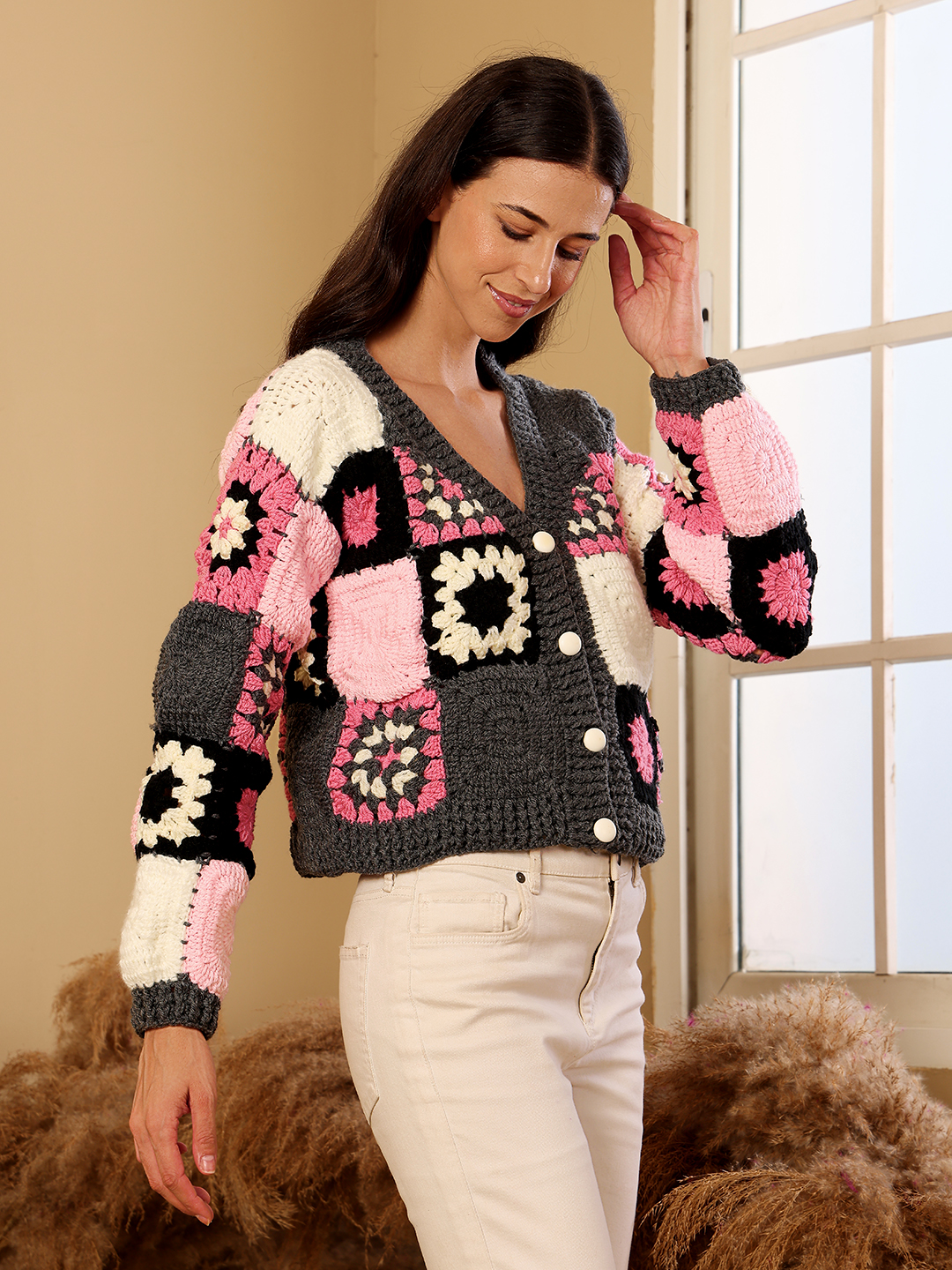 Crochet Multi Granny Square Cardigan - Multi