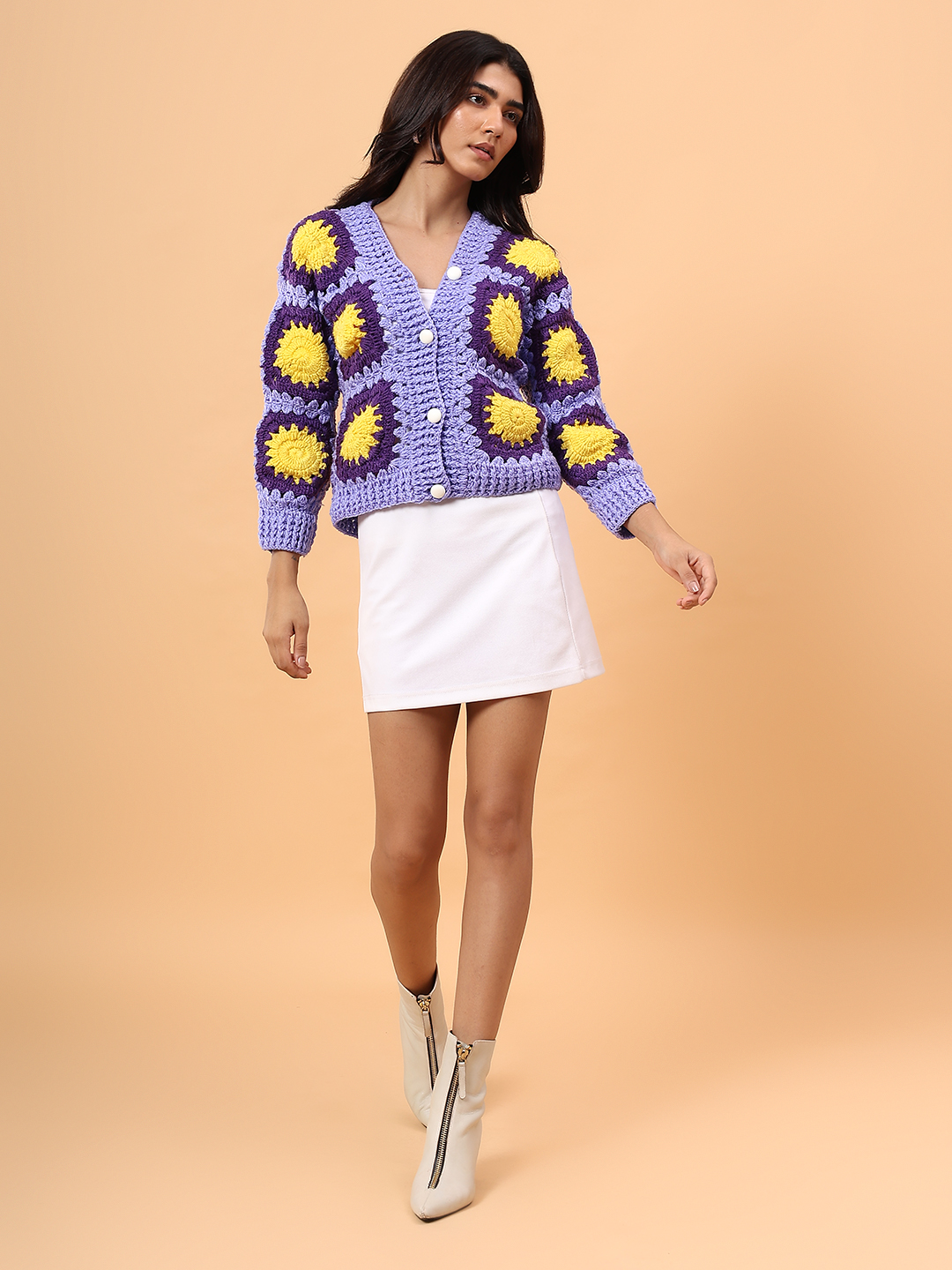 Velvery Crochet Solar Cardigan - Purple