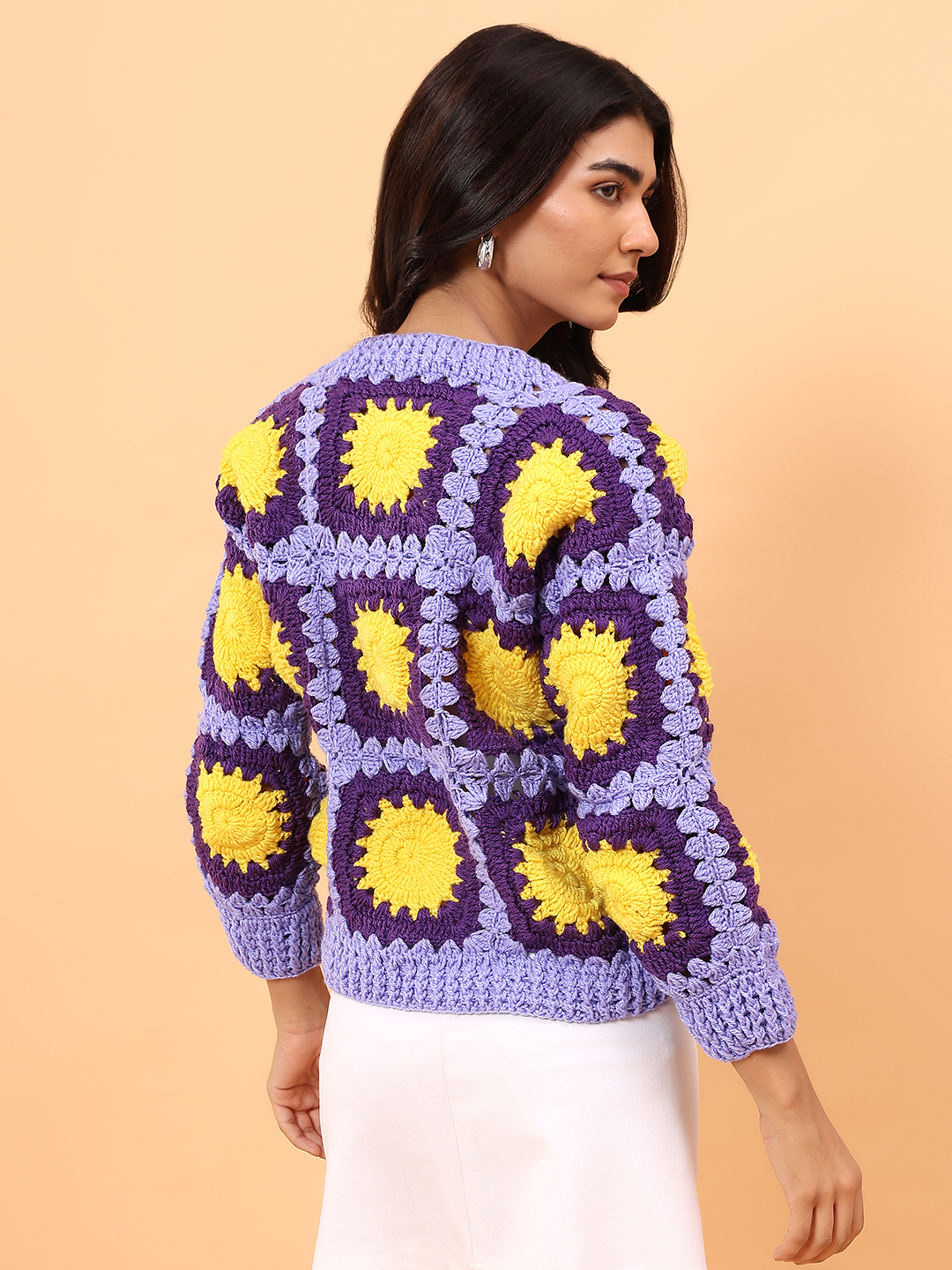 Velvery Crochet Solar Cardigan - Purple