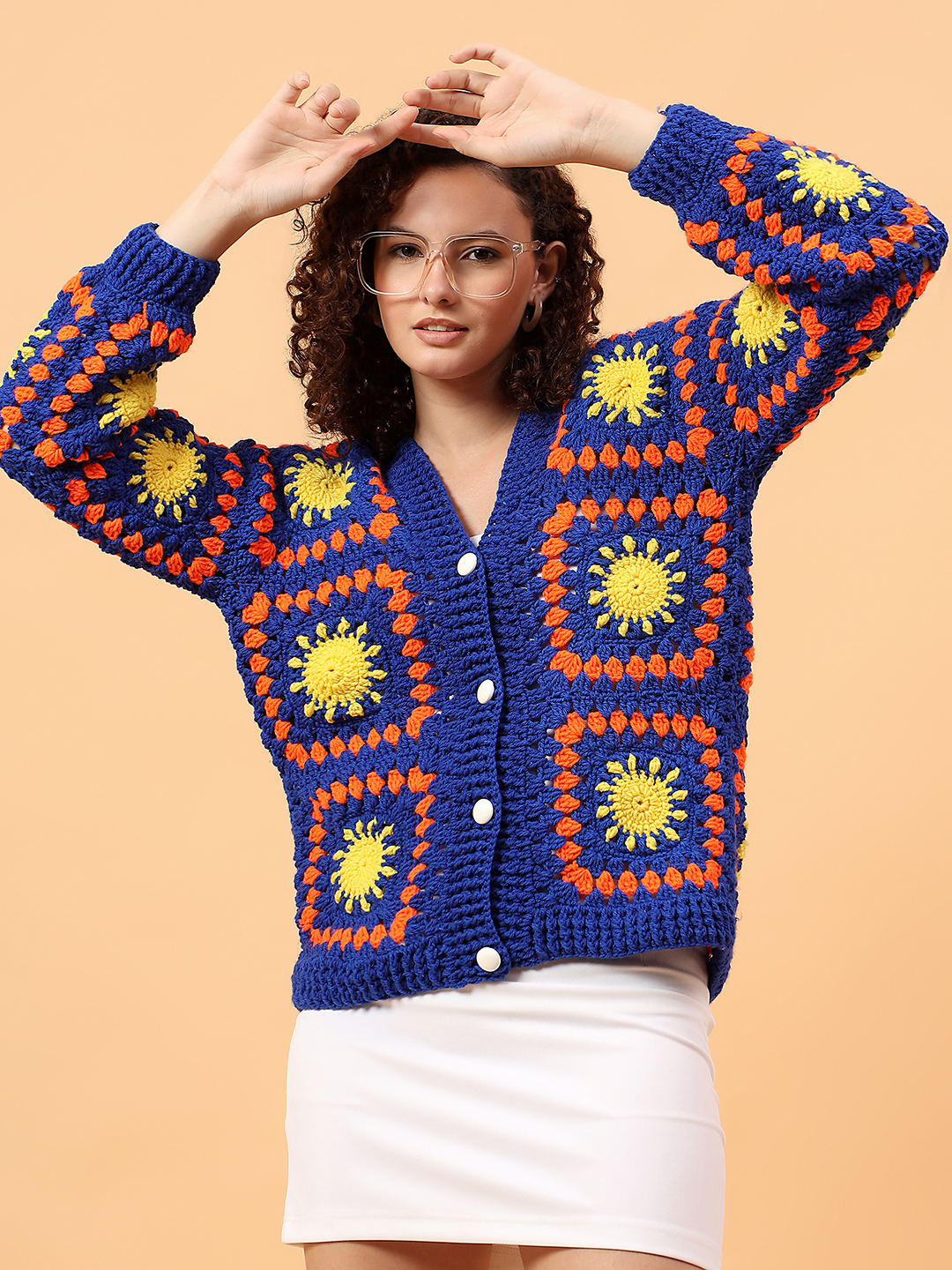 Velvery Crochet Sunny Cardigan - Blue