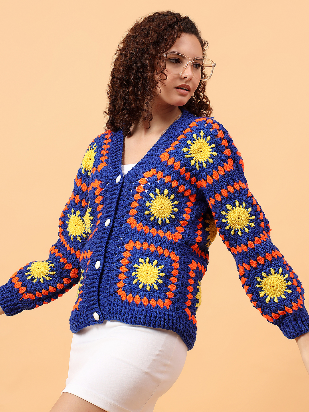 Velvery Crochet Sunny Cardigan - Blue