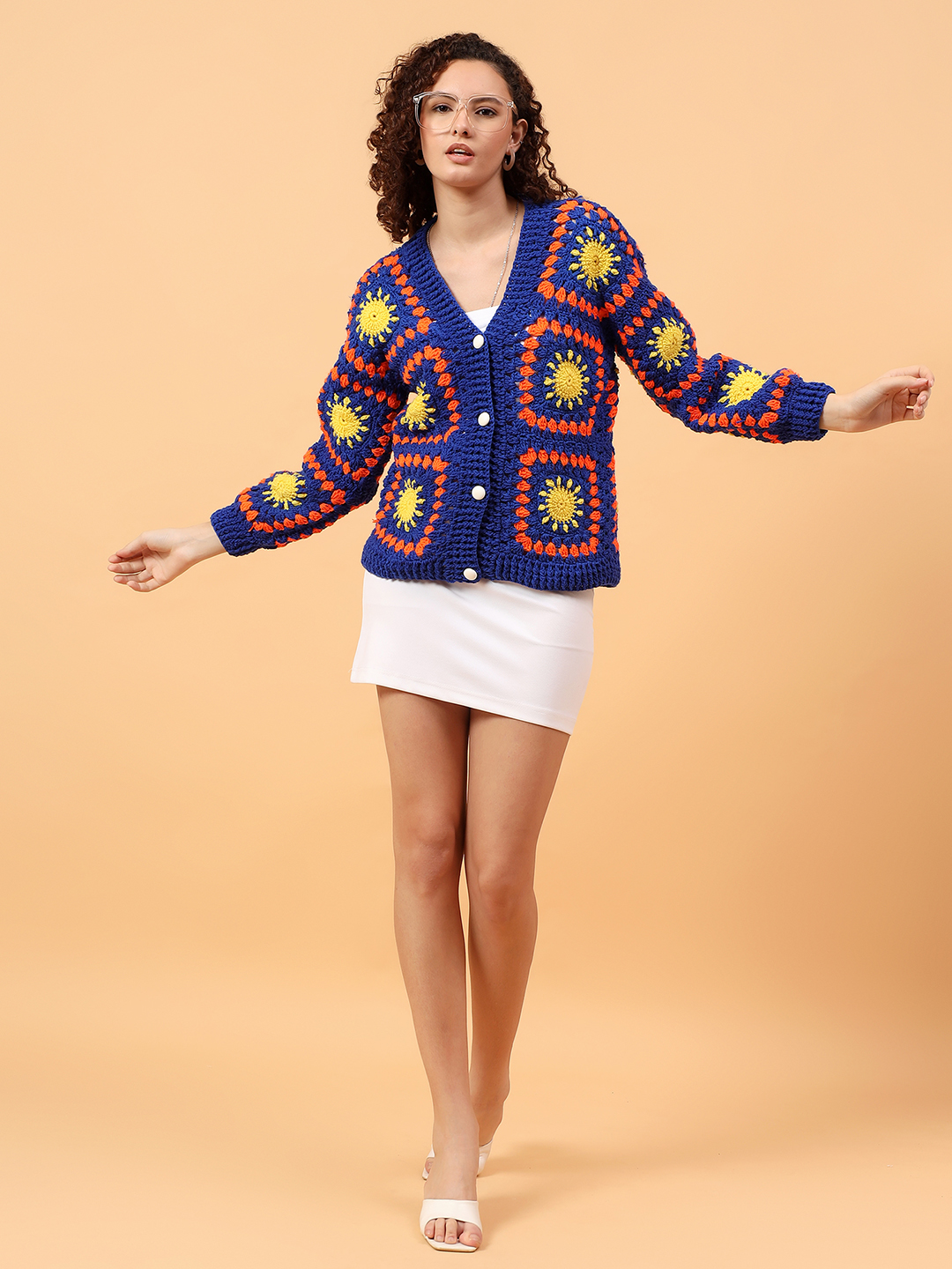 Velvery Crochet Sunny Cardigan - Blue