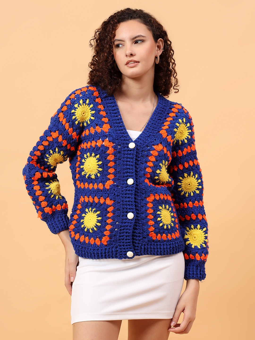 Velvery Crochet Sunny Cardigan - Blue