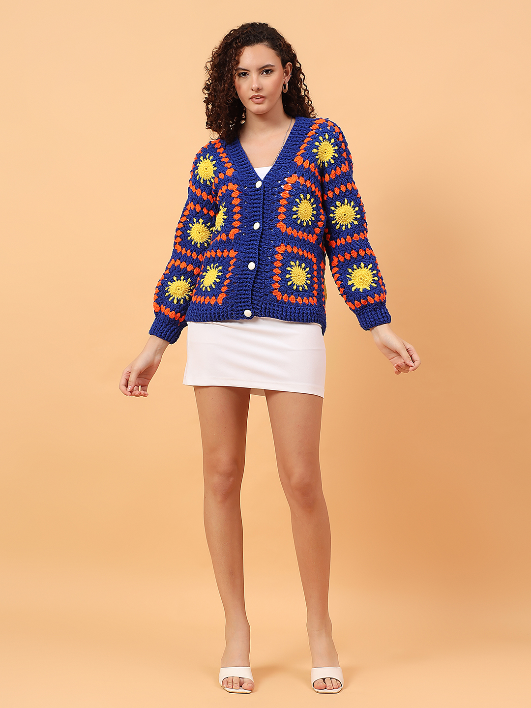 Velvery Crochet Sunny Cardigan - Blue