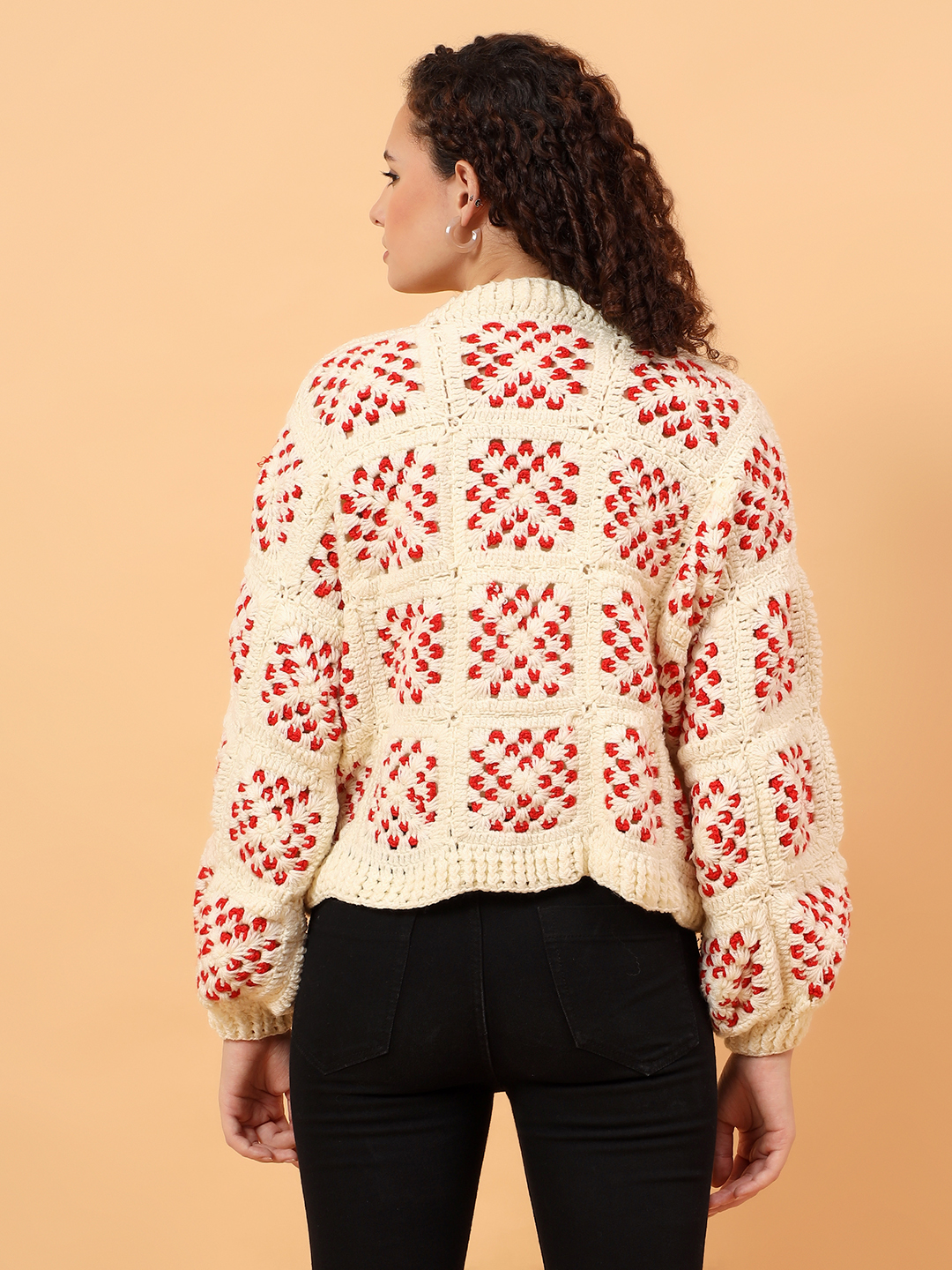 Velvery Crochet Front Openable Cardigan - Off White