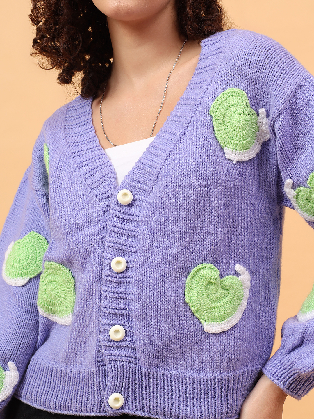 Baggy Snail V-Neck Cardigan - Sky Blue