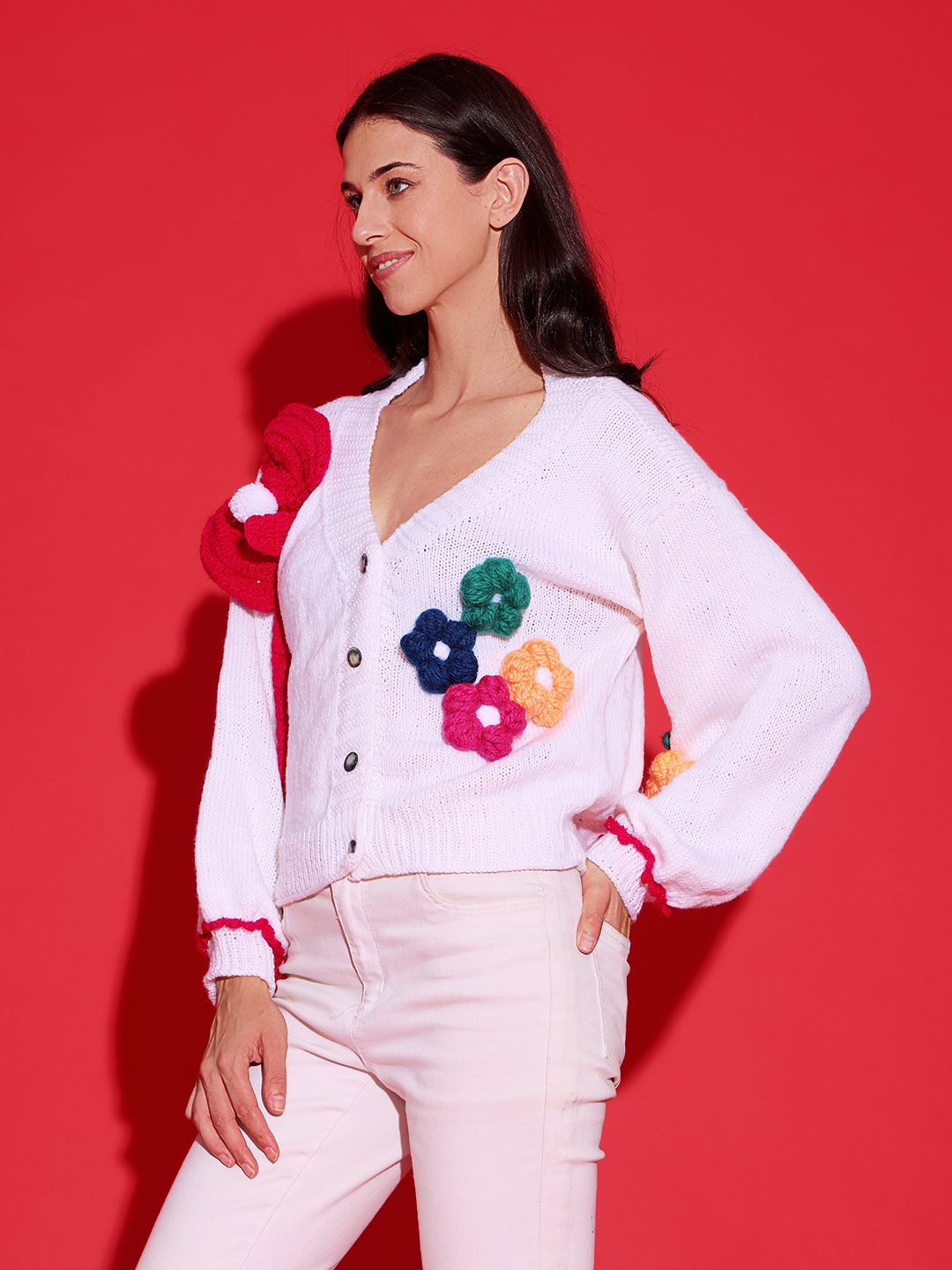 Trendy Big Bow HandKnitted Cardigan