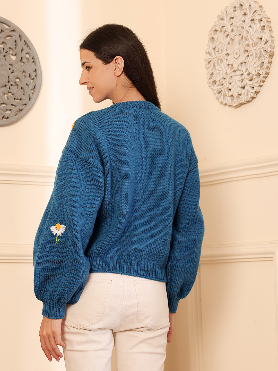 Velvery Knitted Pullover Sweater - Blue