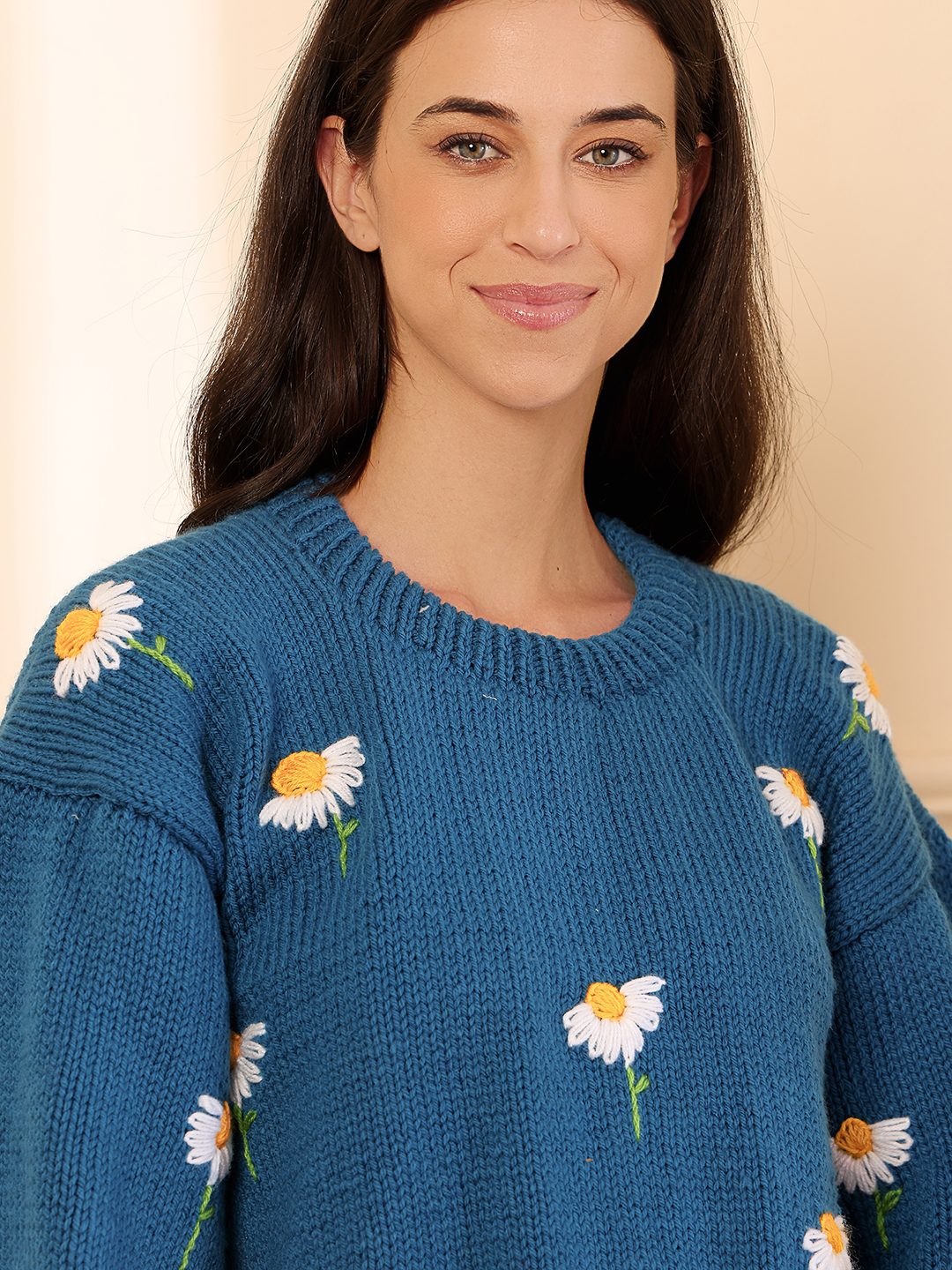 Velvery Knitted Pullover Sweater - Blue