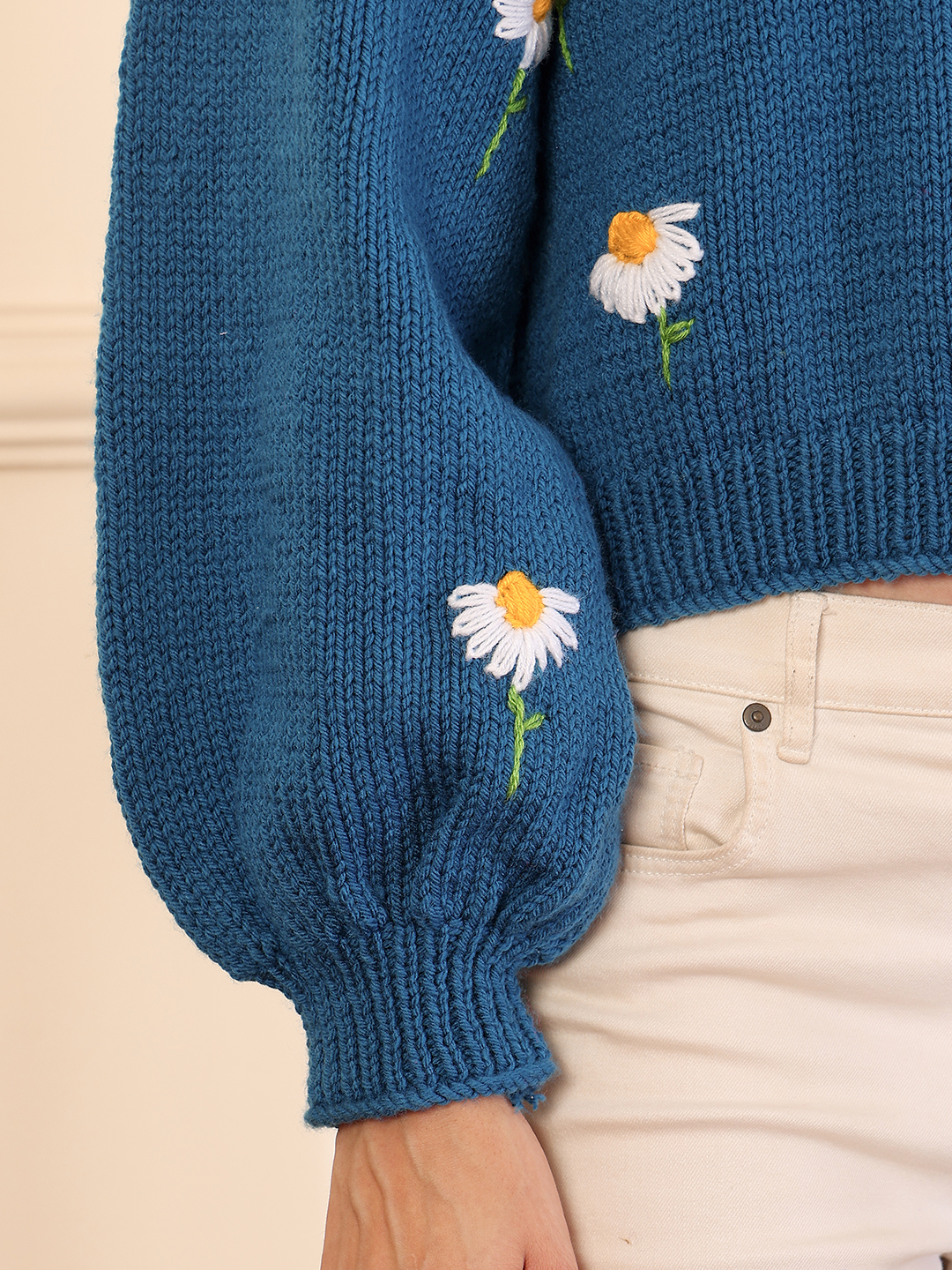Velvery Knitted Pullover Sweater - Blue